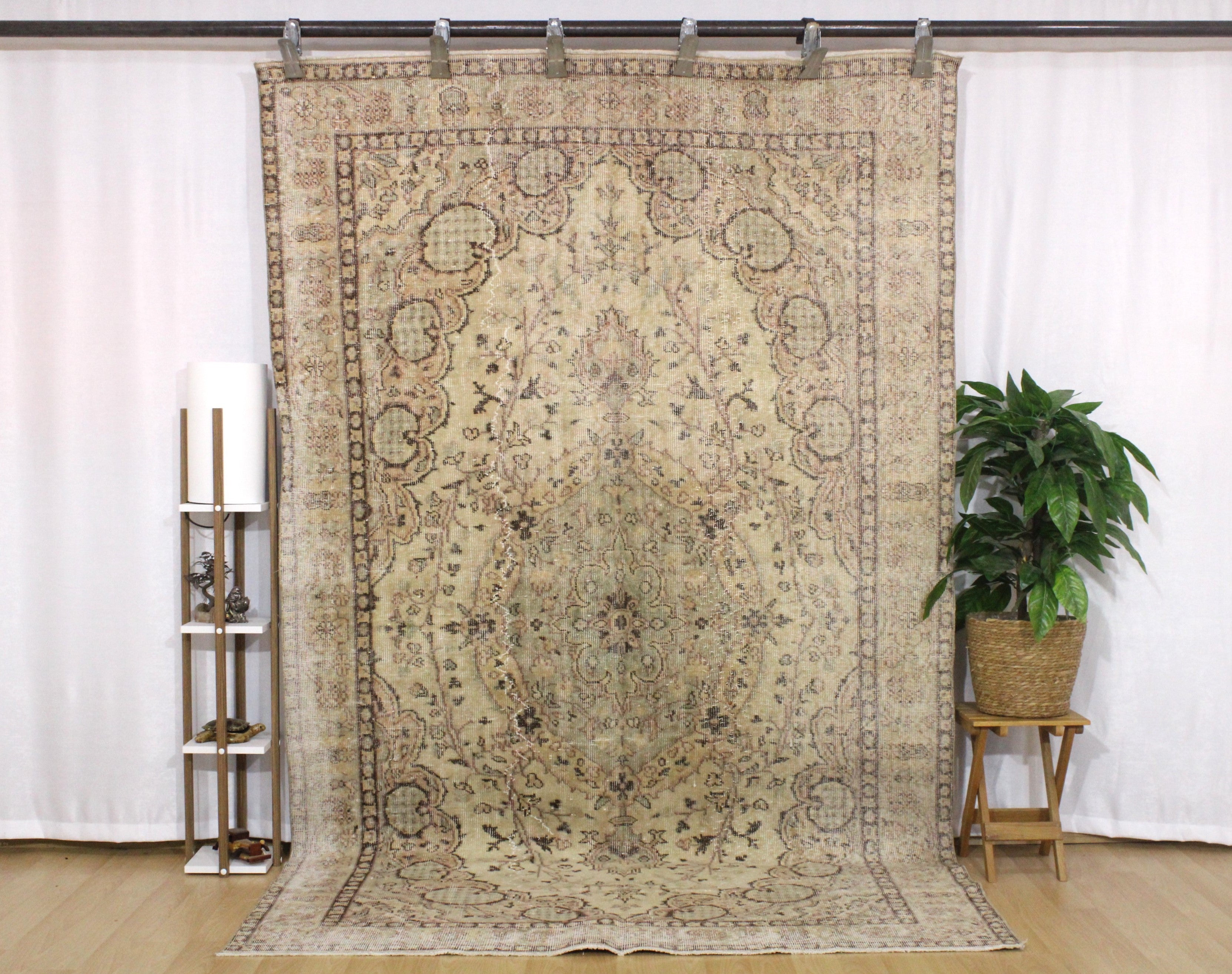 Turkish Vintage Hand-Knotted Wool Rug