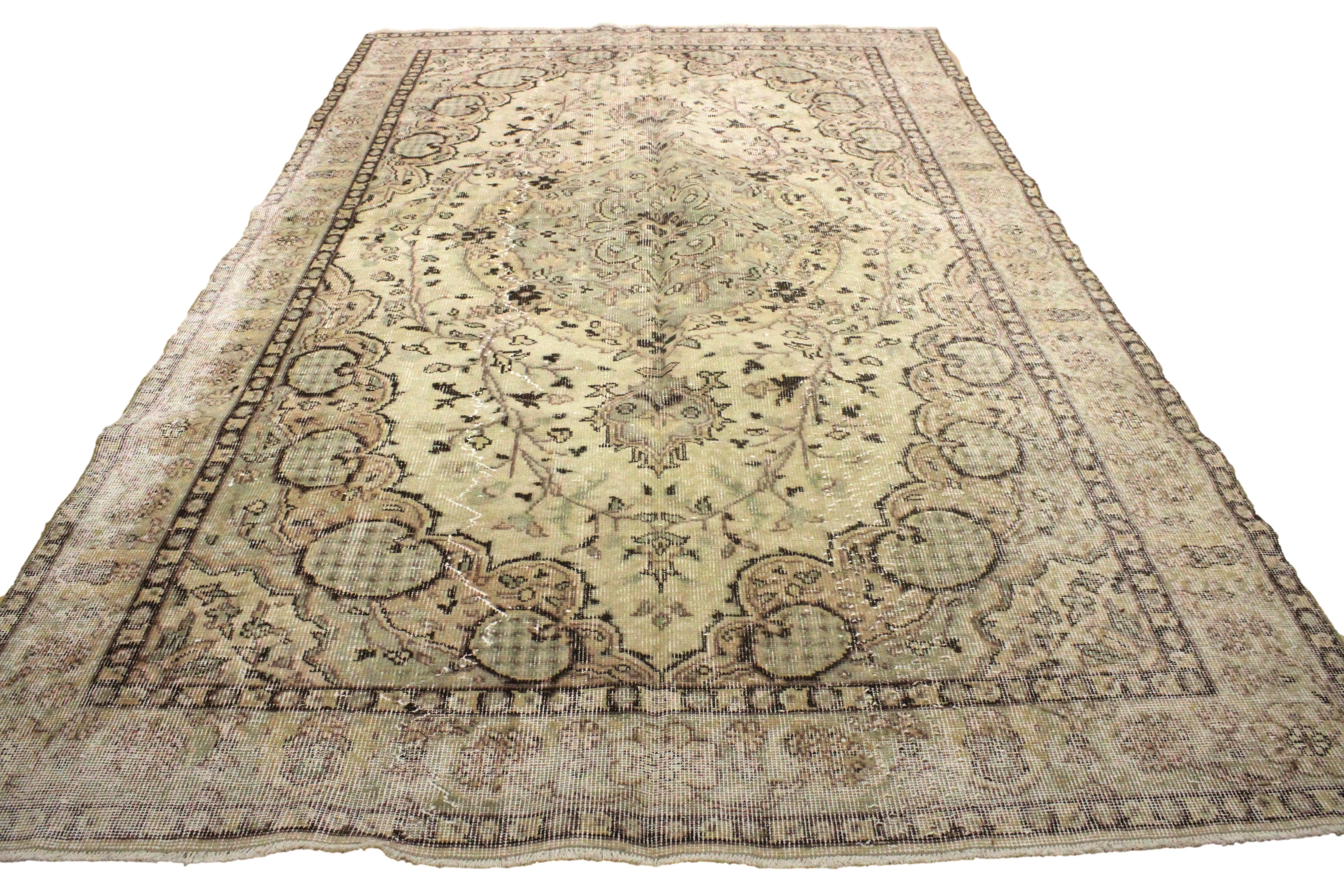 Turkish Vintage Hand-Knotted Wool Rug