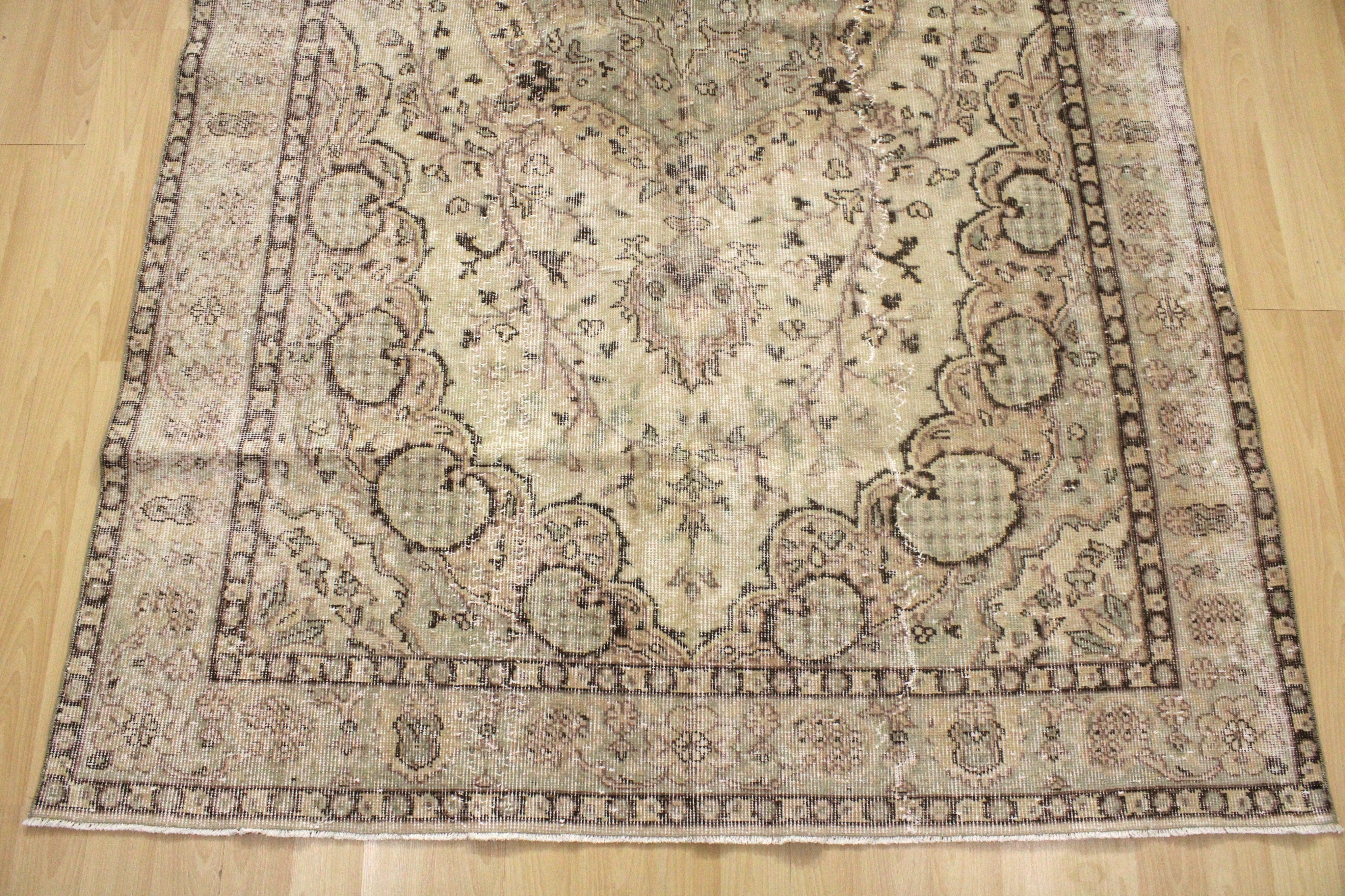 Turkish Vintage Hand-Knotted Wool Rug
