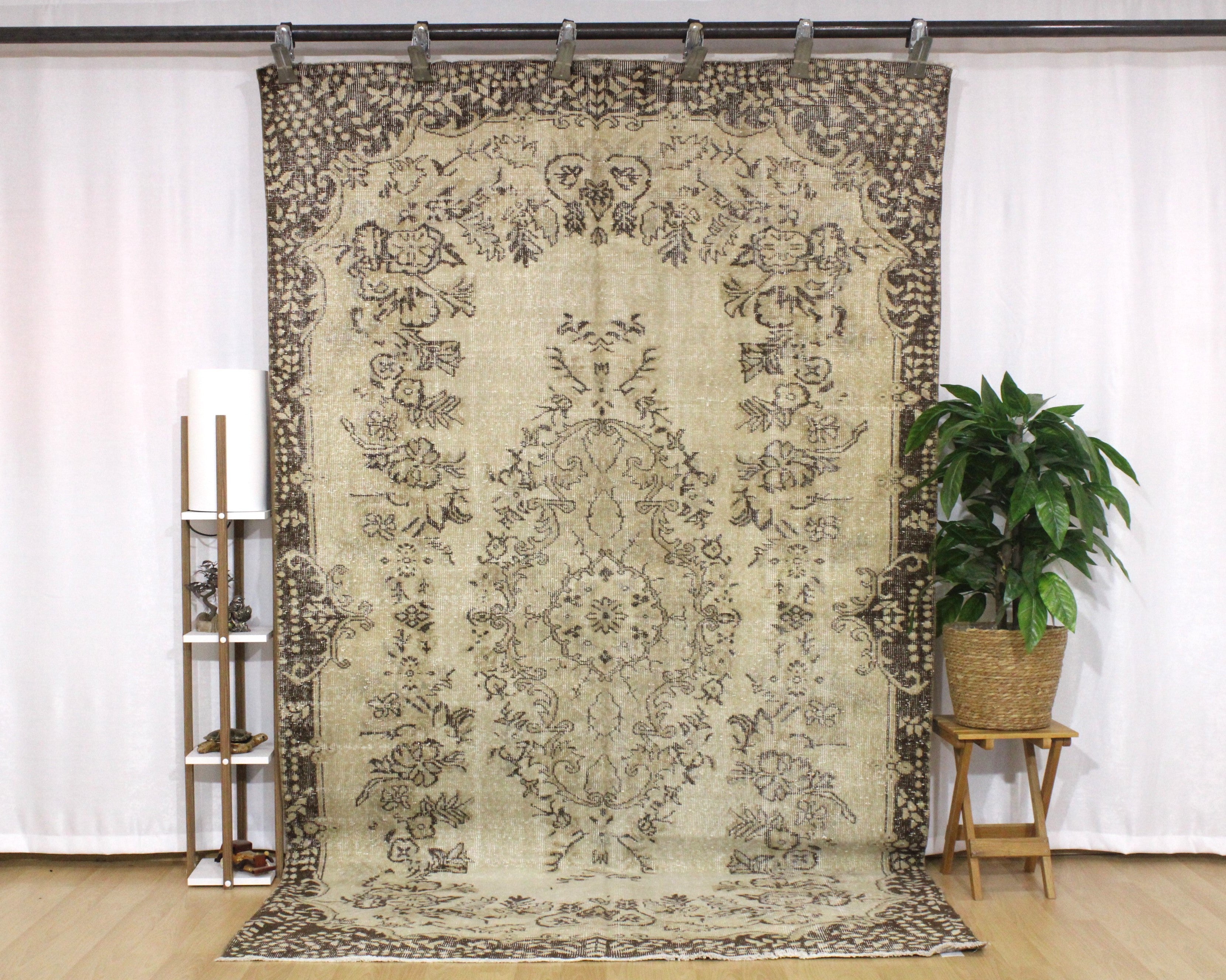 Turkish Vintage Hand-Knotted Wool Rug
