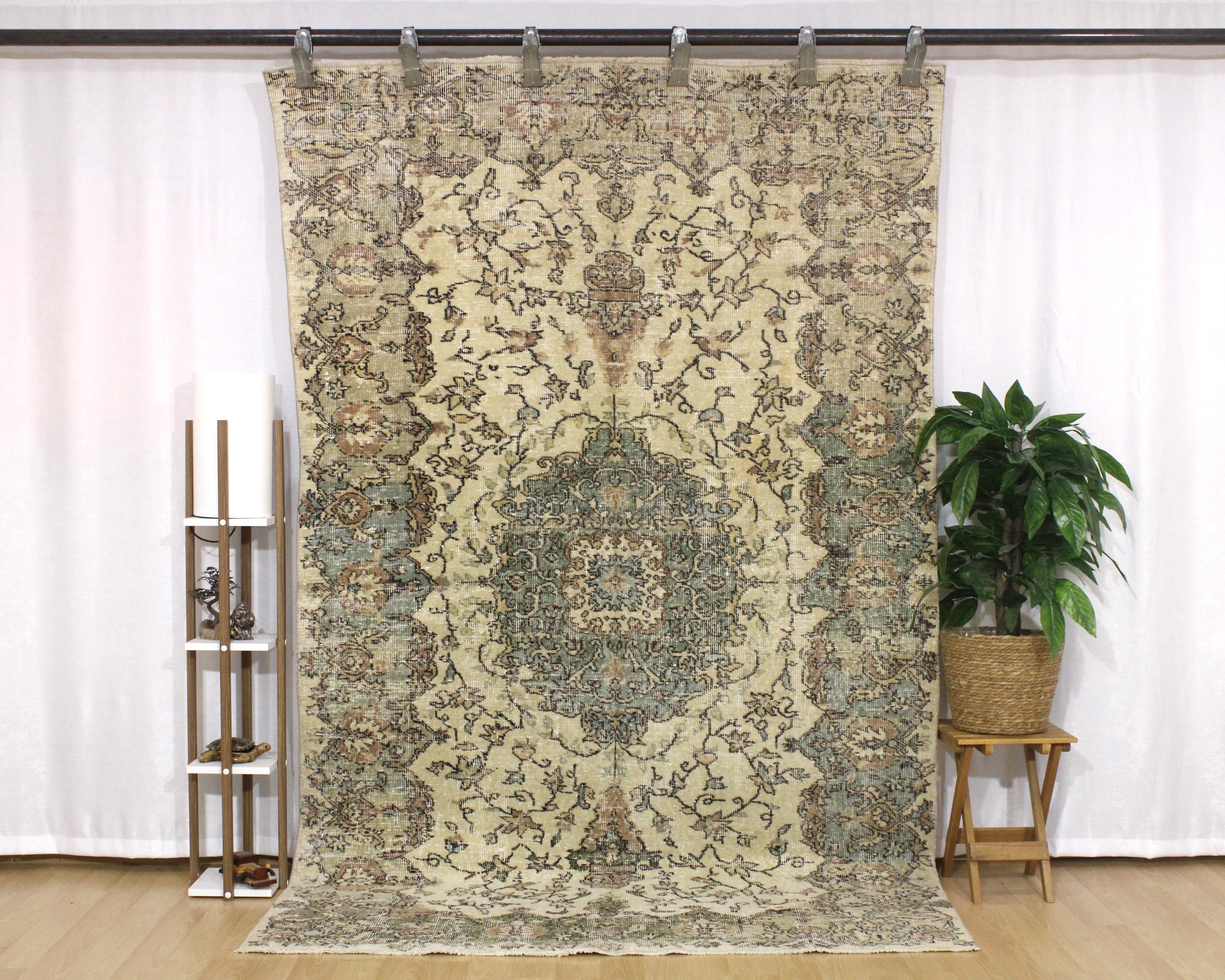 Turkish Vintage Hand-Knotted Wool Rug