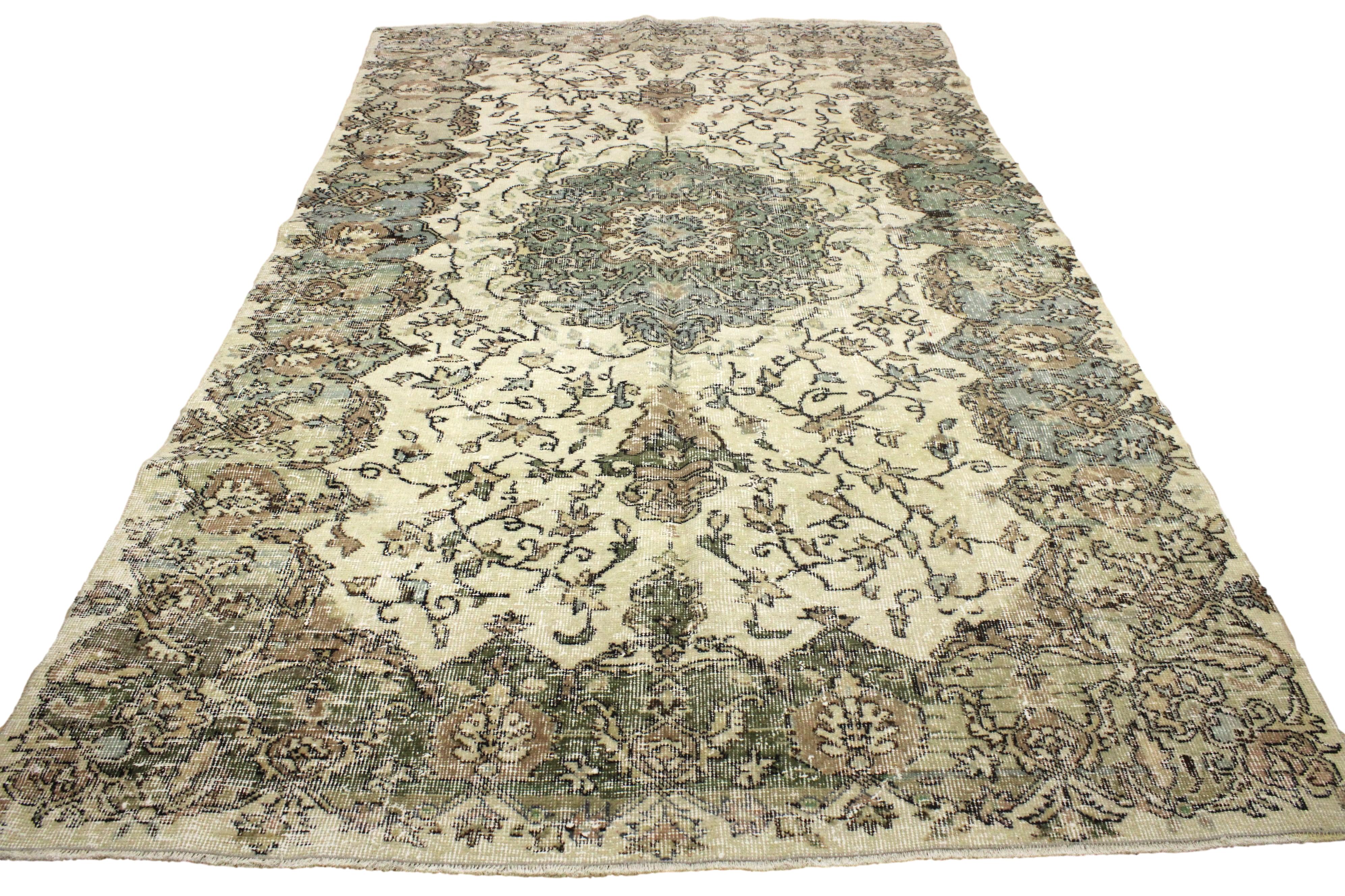 Turkish Vintage Hand-Knotted Wool Rug