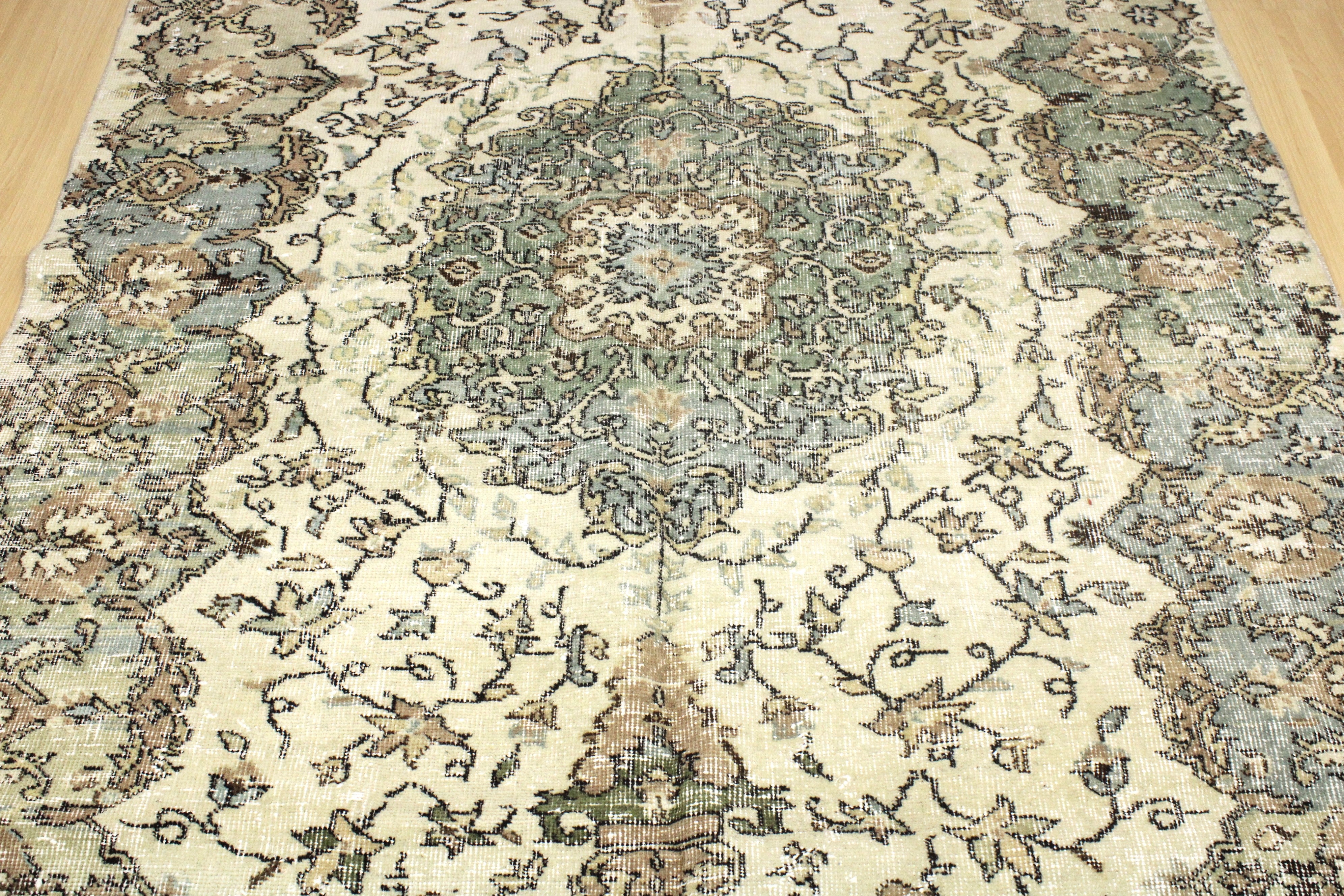 Turkish Vintage Hand-Knotted Wool Rug