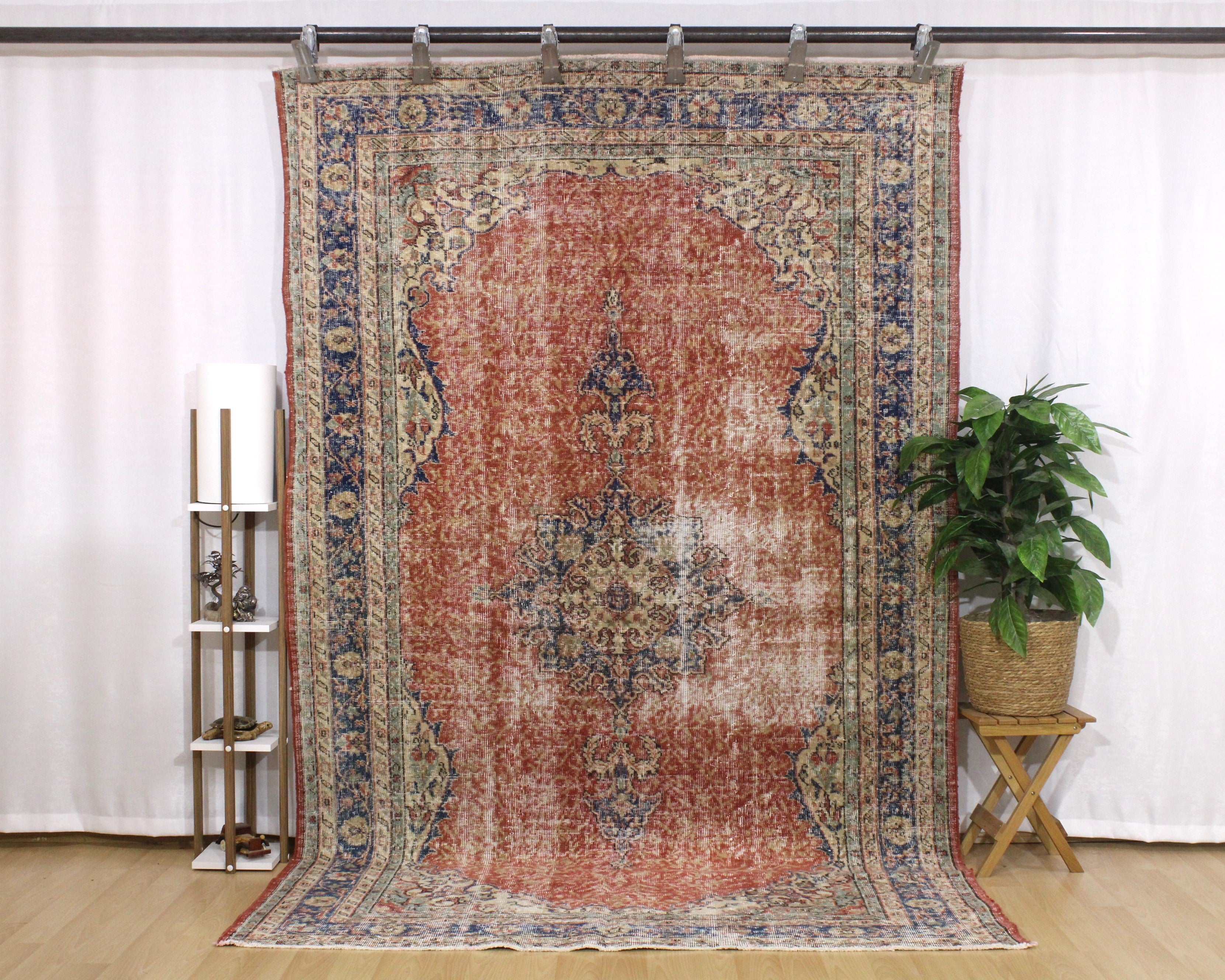 Turkish Vintage Hand-Knotted Wool Rug