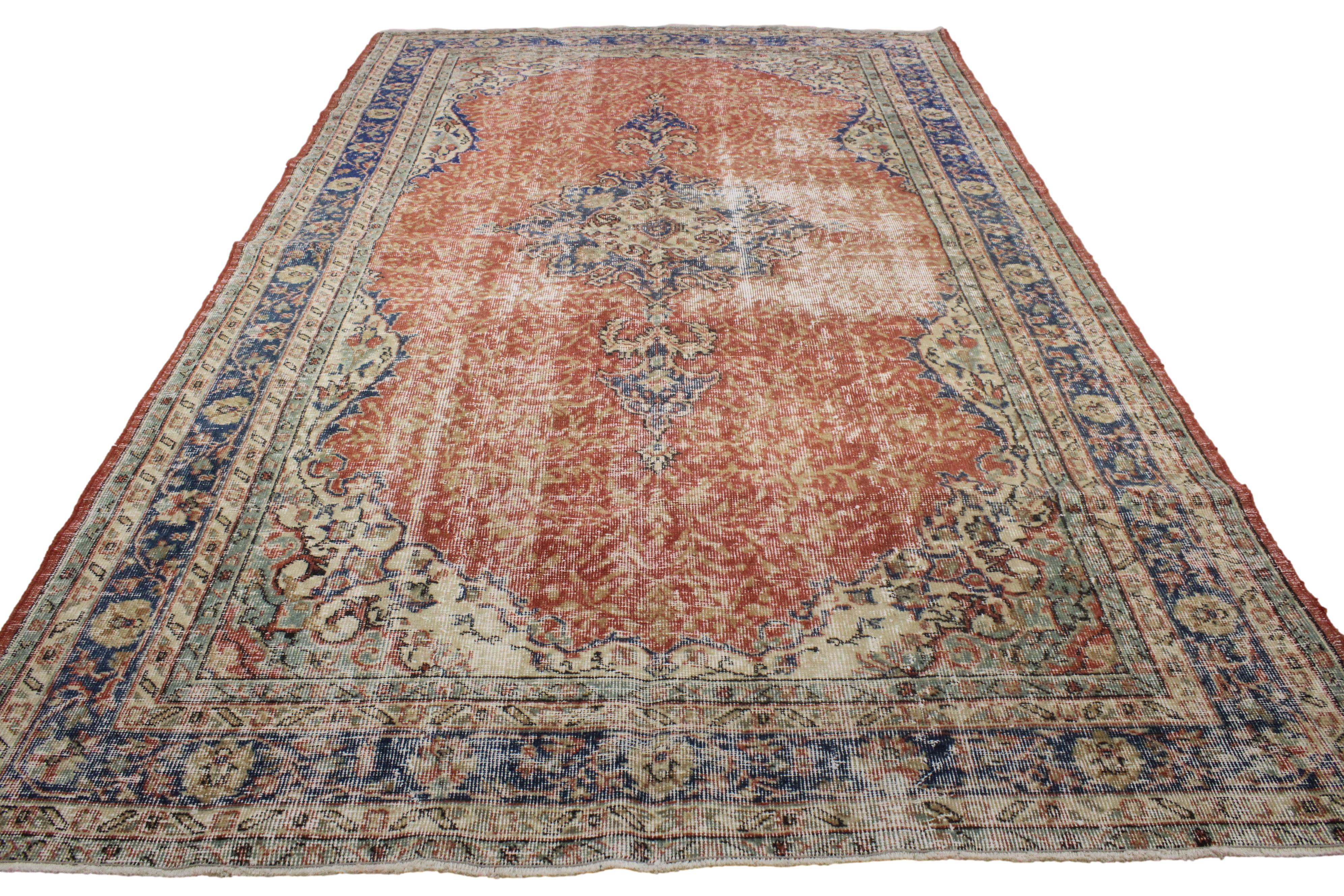 Turkish Vintage Hand-Knotted Wool Rug