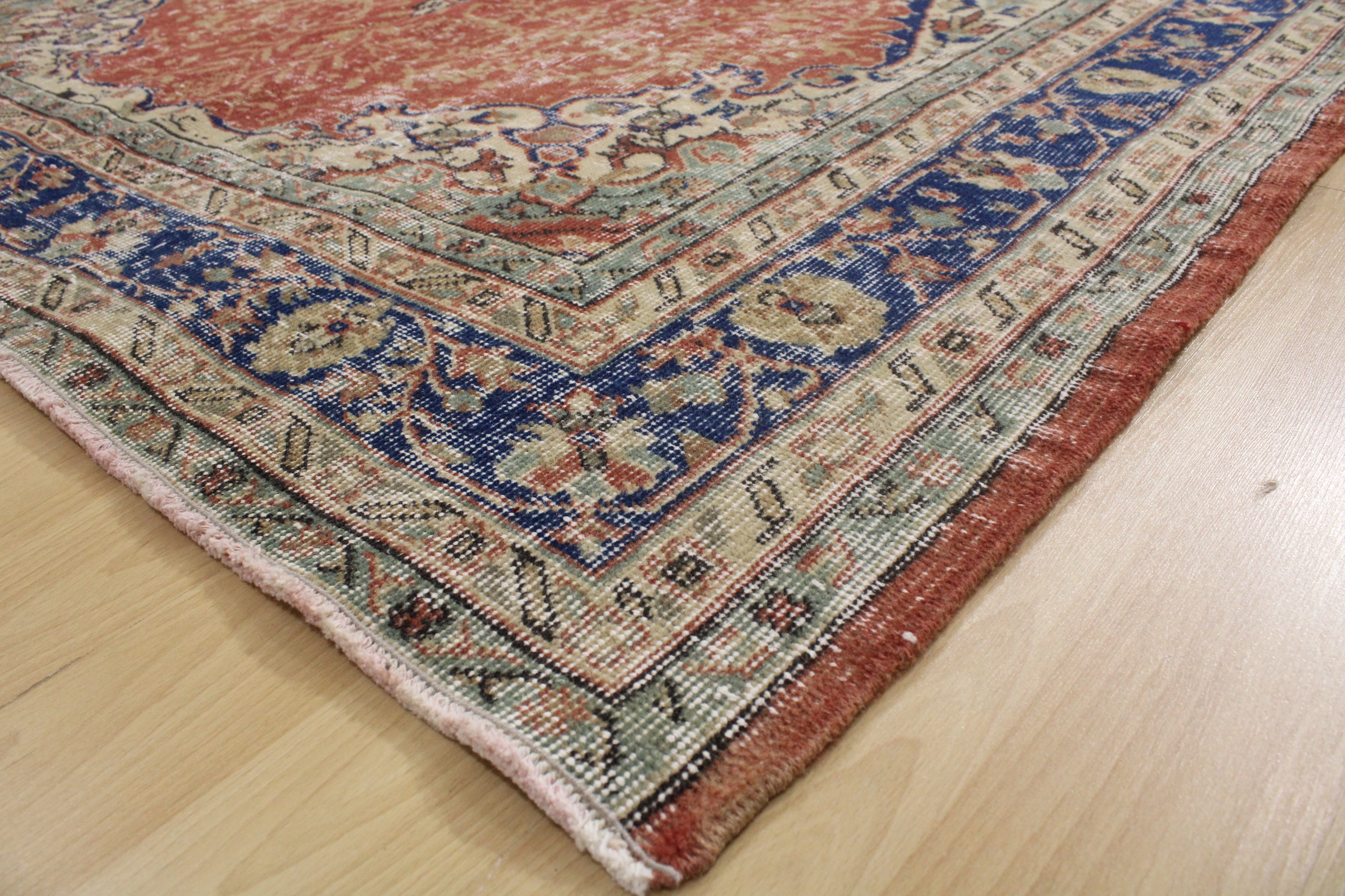 Turkish Vintage Hand-Knotted Wool Rug