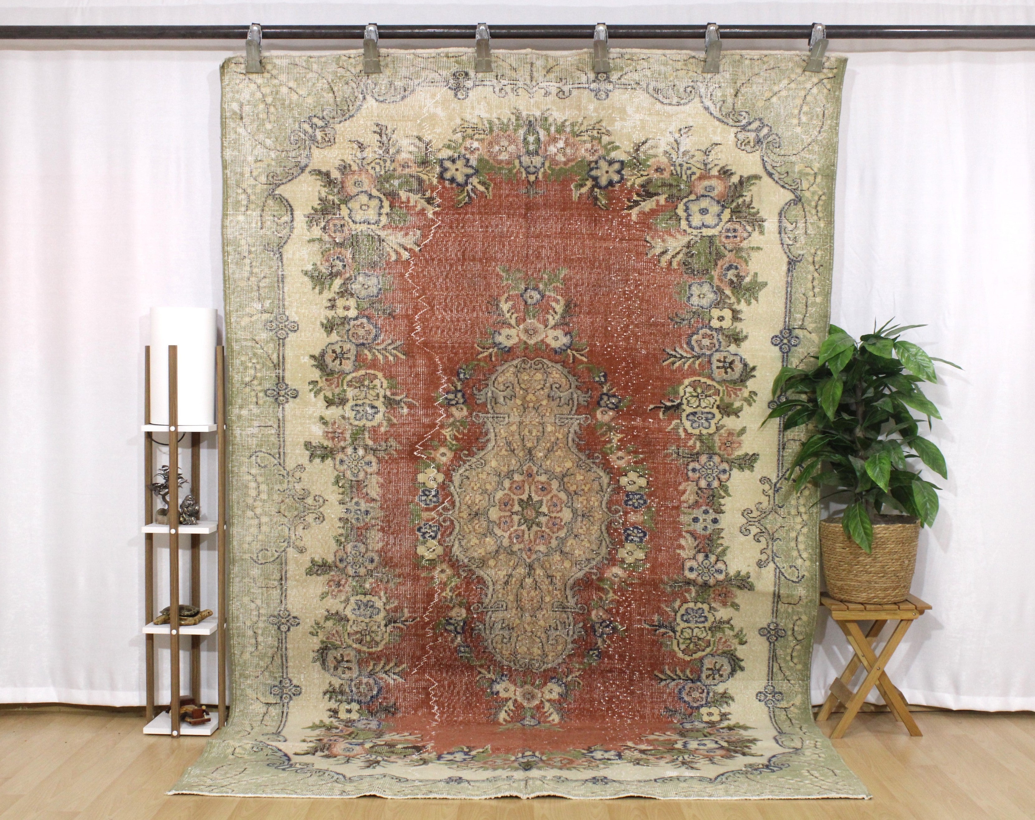 Turkish Vintage Hand-Knotted Wool Rug