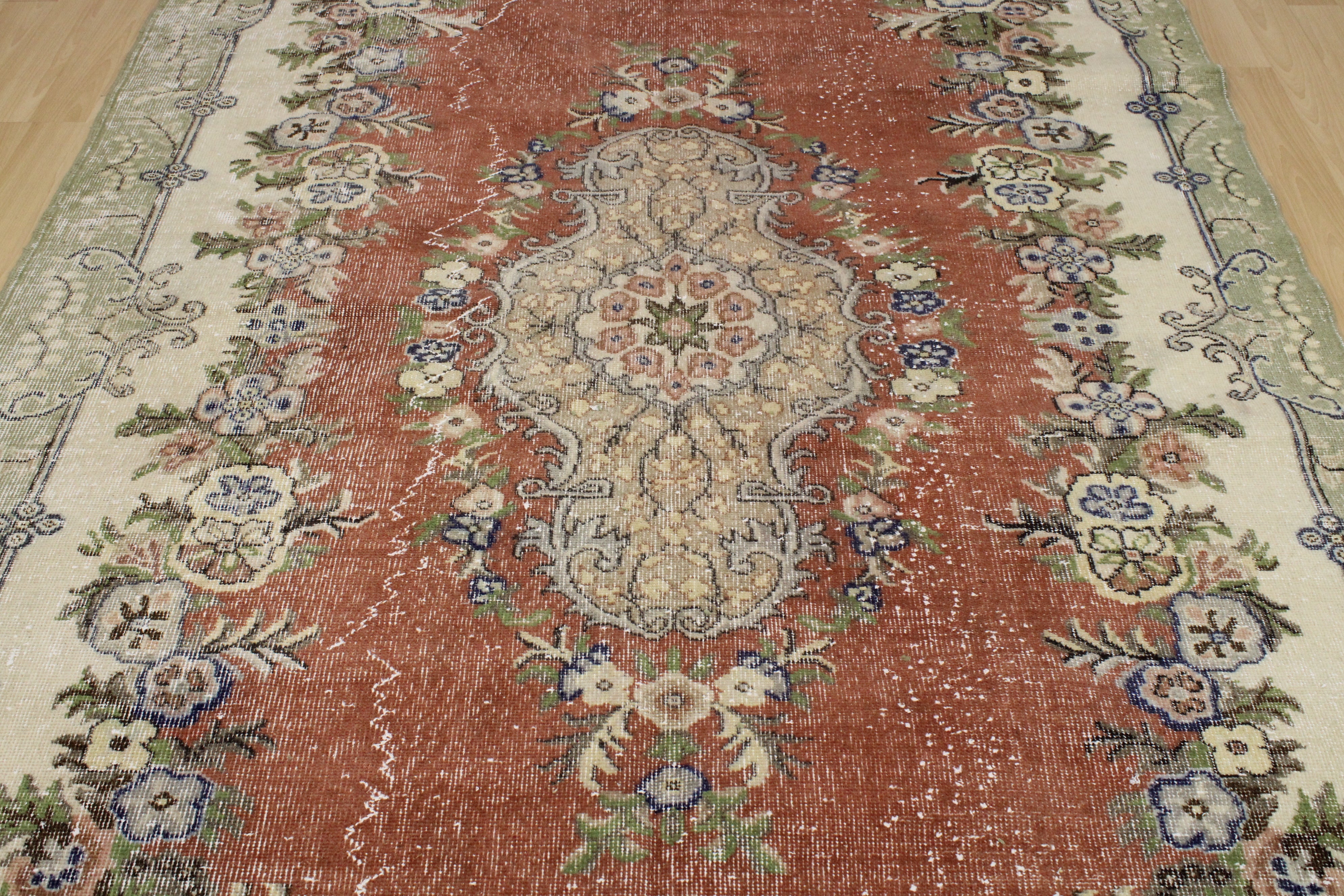 Turkish Vintage Hand-Knotted Wool Rug