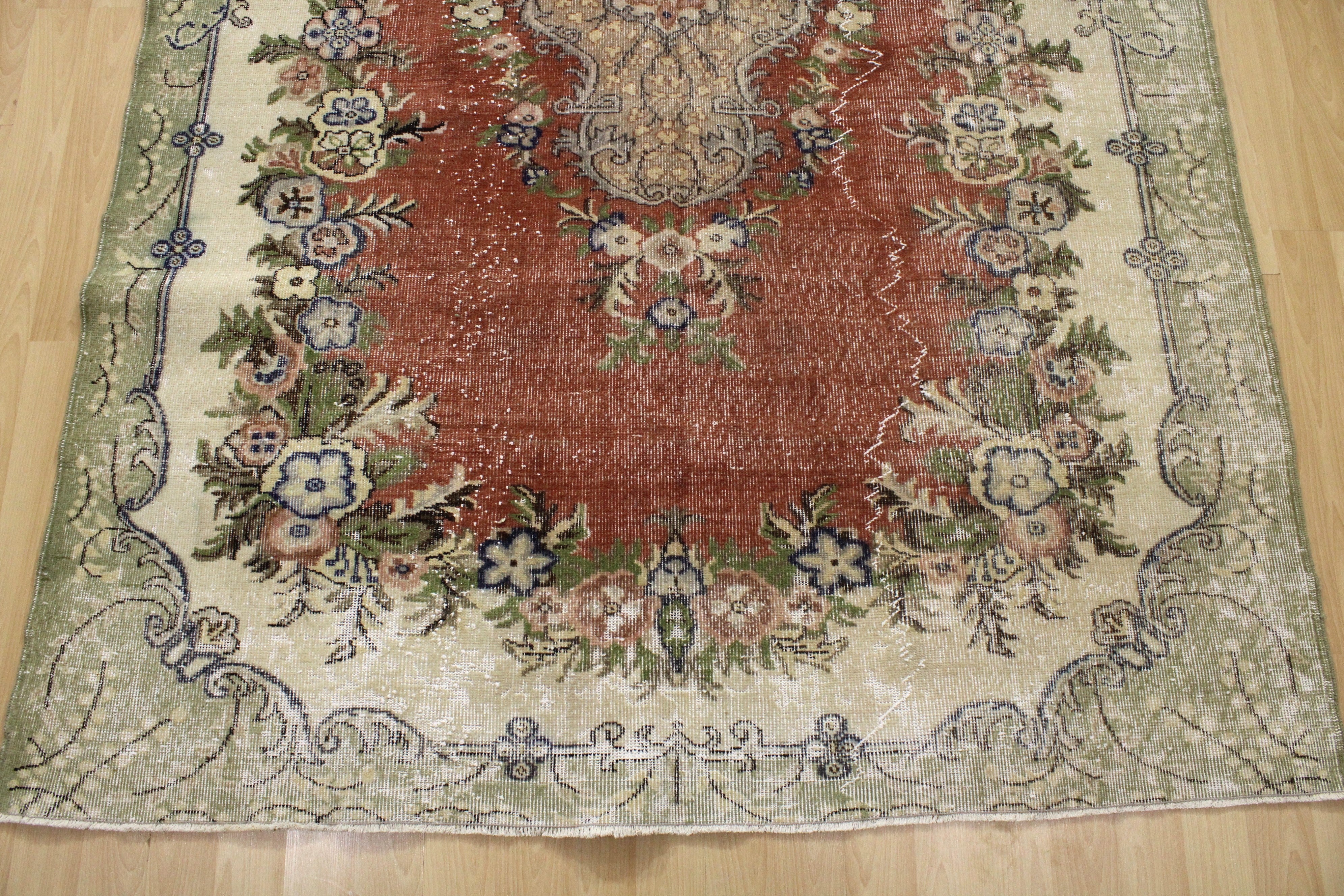 Turkish Vintage Hand-Knotted Wool Rug