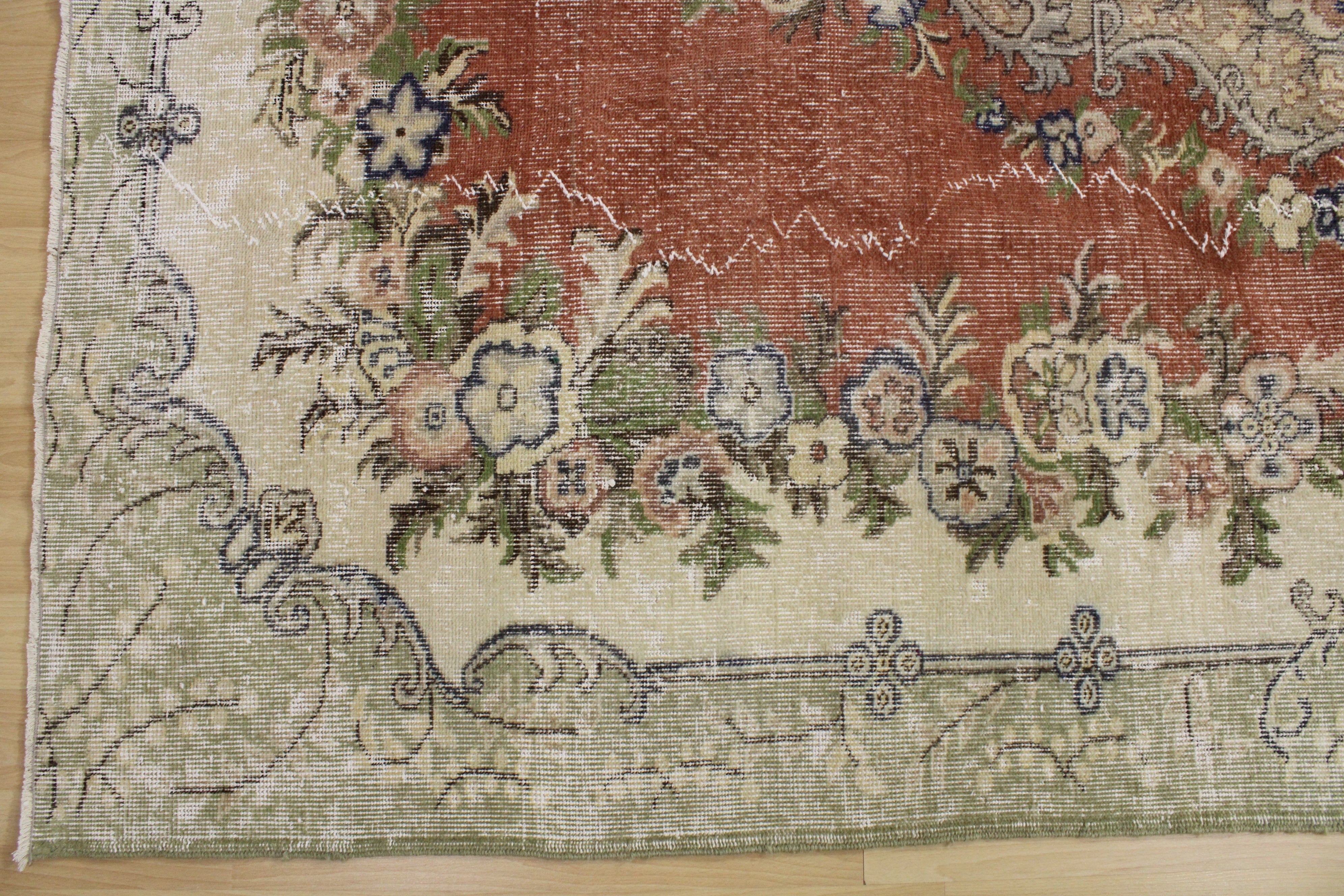 Turkish Vintage Hand-Knotted Wool Rug