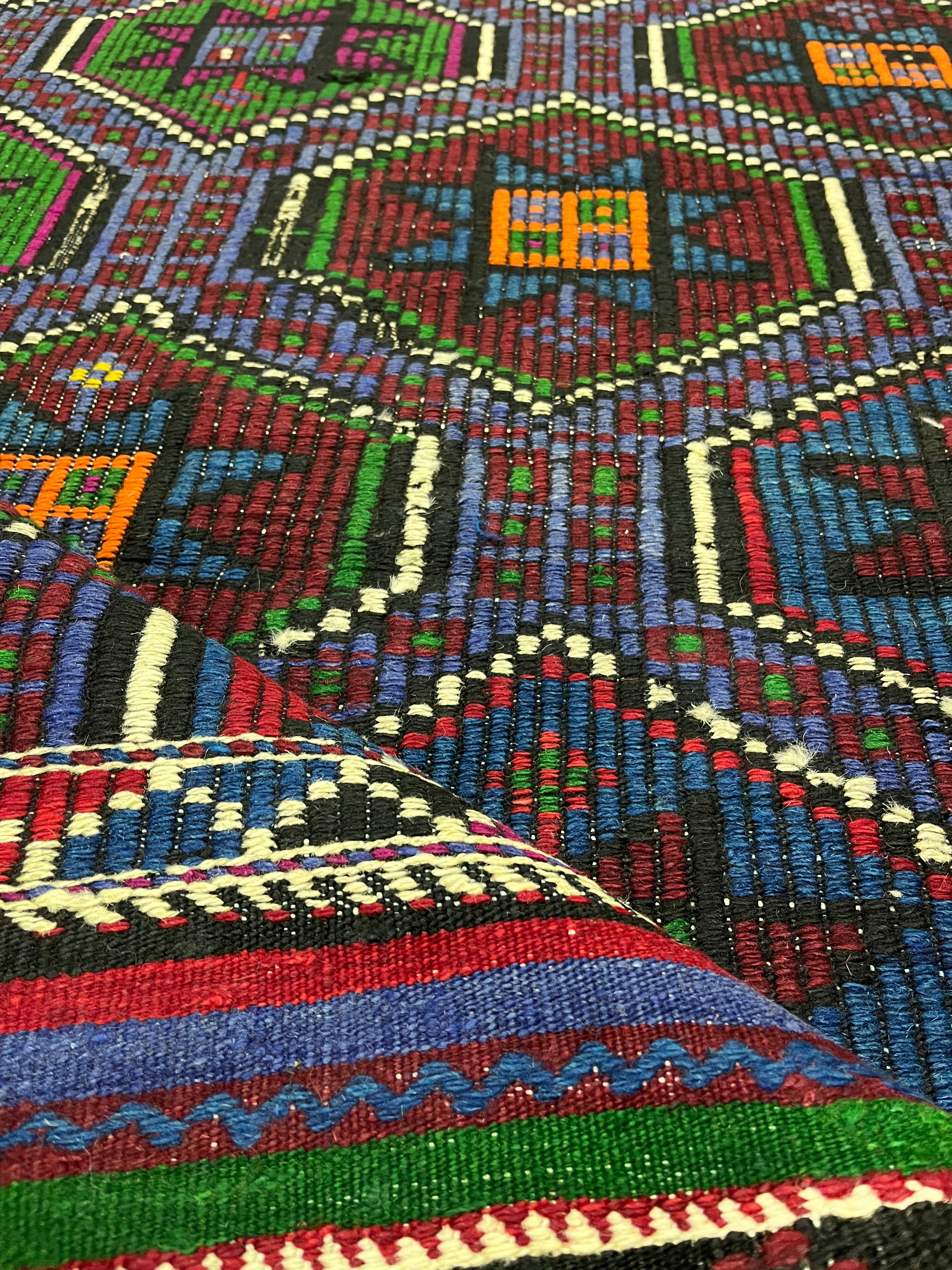 El Dokuma Anadolu Kök Boya Yün Kilim