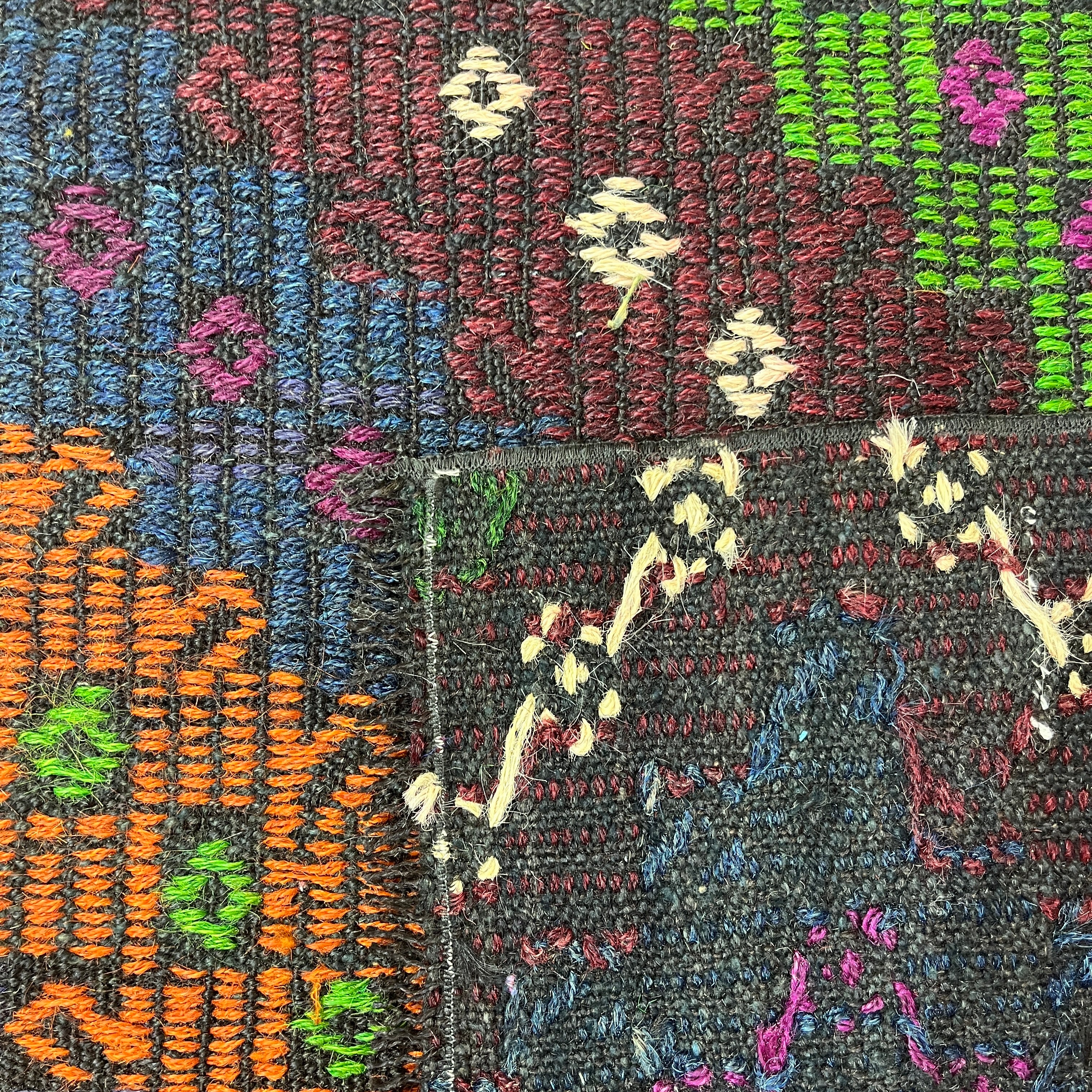 El Dokuma Anadolu Kök Boya Yün Kilim