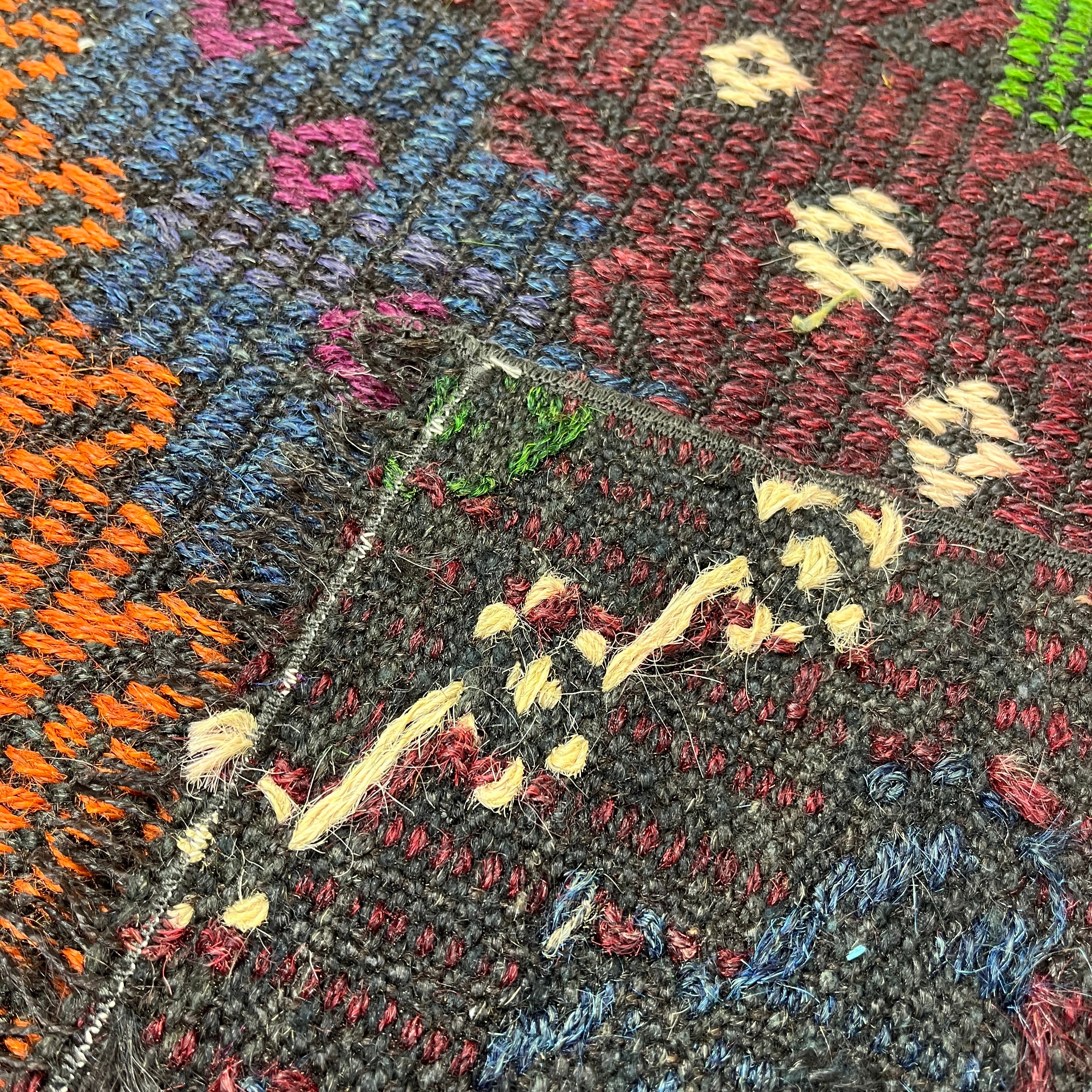 El Dokuma Anadolu Kök Boya Yün Kilim