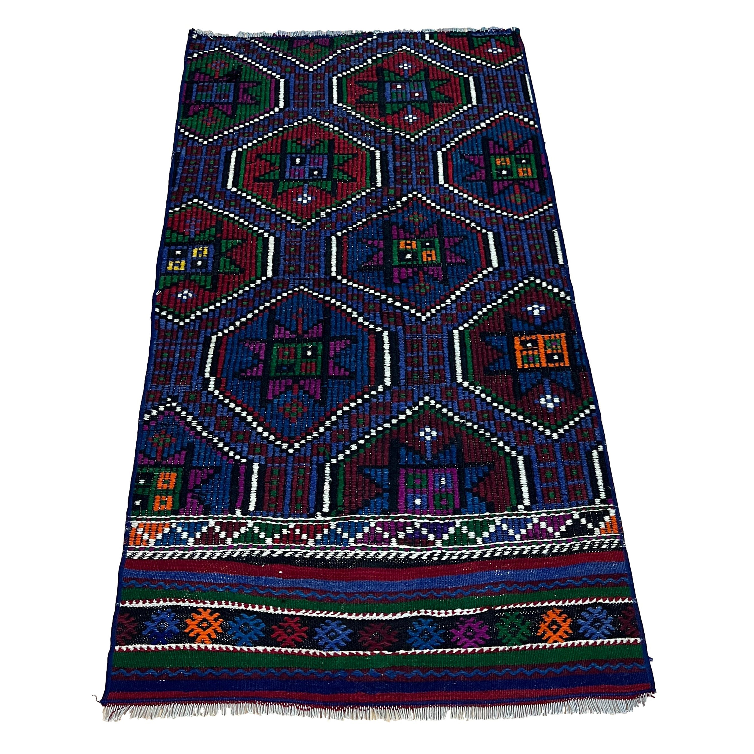 El Dokuma Anadolu Kök Boya Yün Kilim