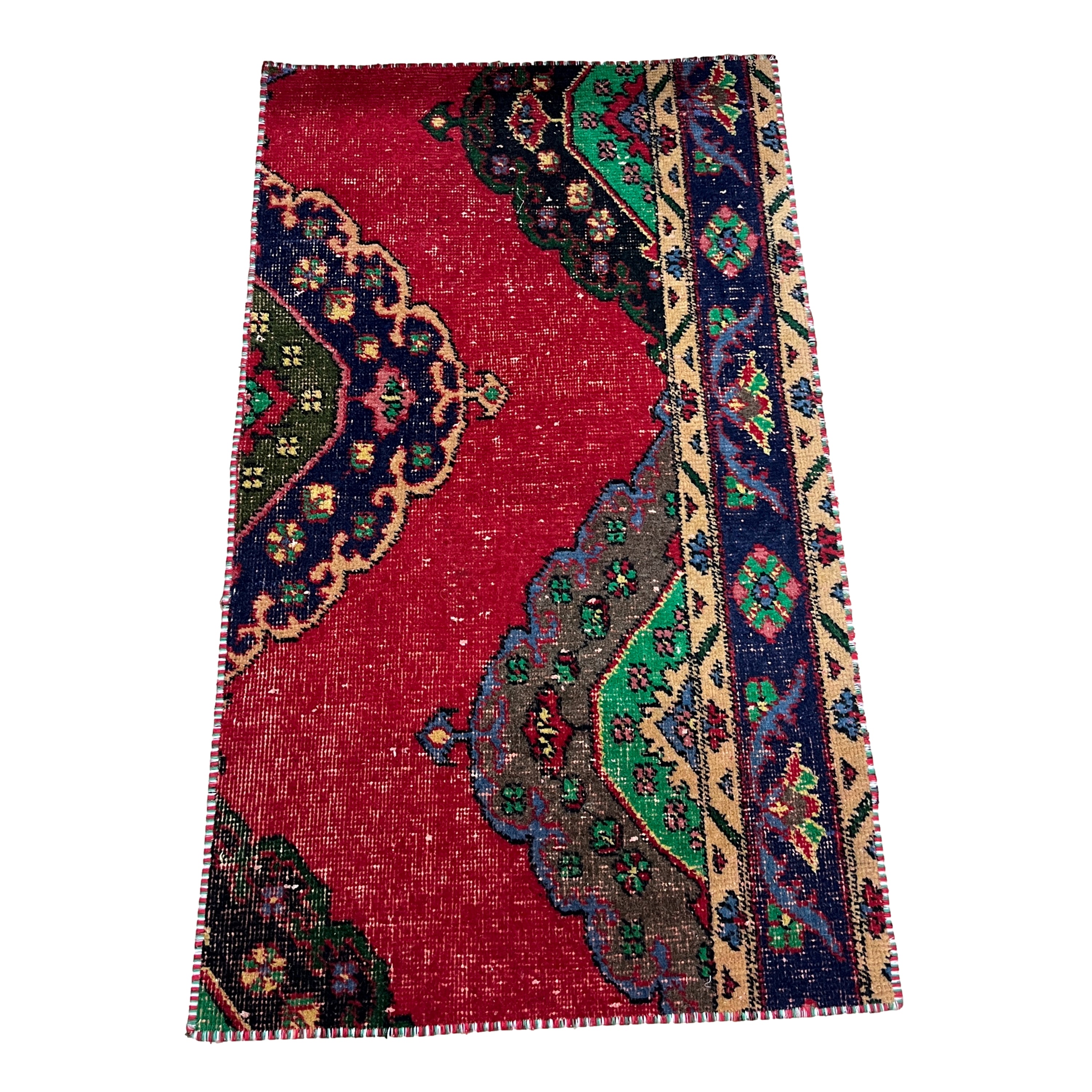 Turkish Vintage Hand-Knotted Wool Rug
