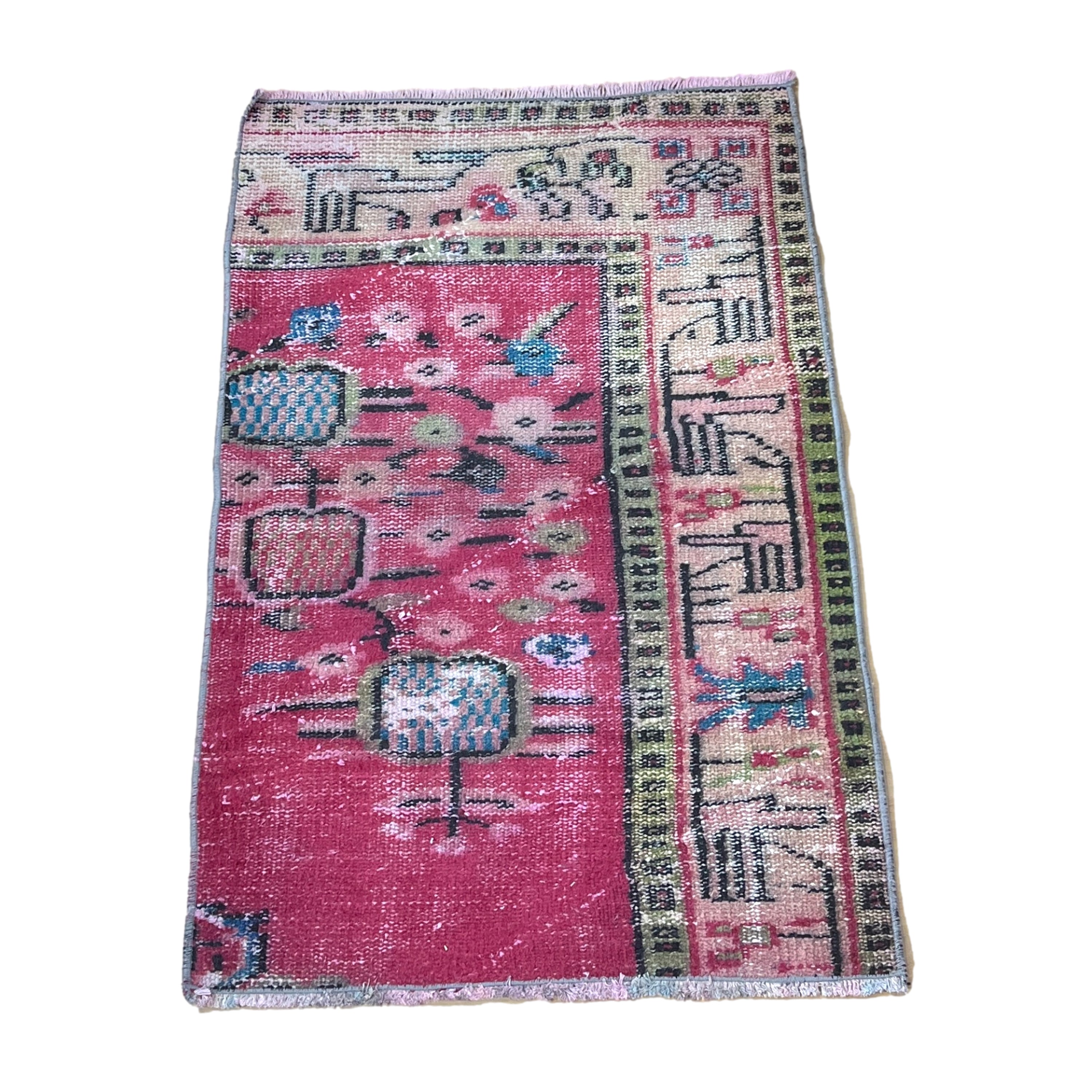 Turkish Vintage Hand-Knotted Wool Rug