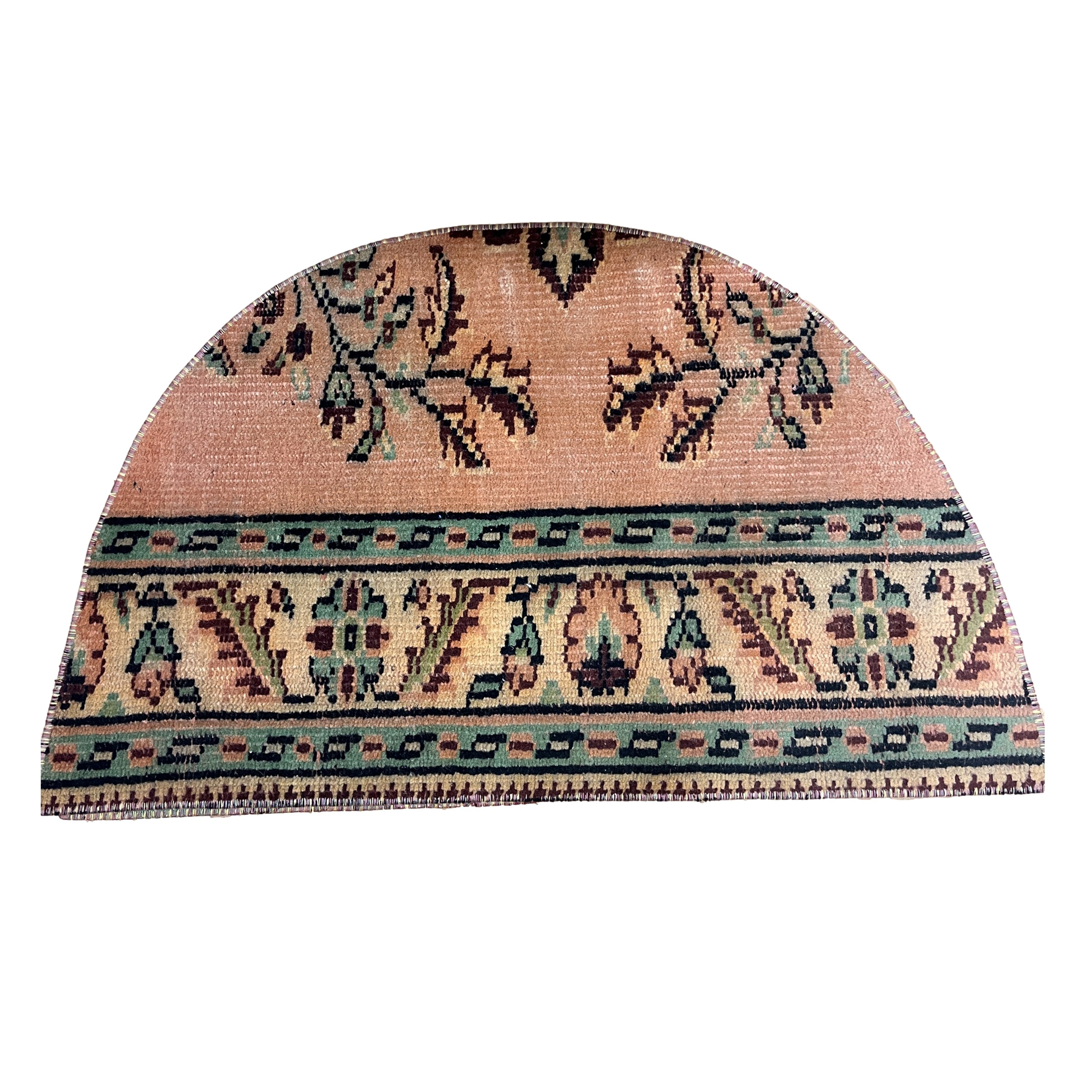 Turkish Vintage Hand-Knotted Wool Doormat Rug