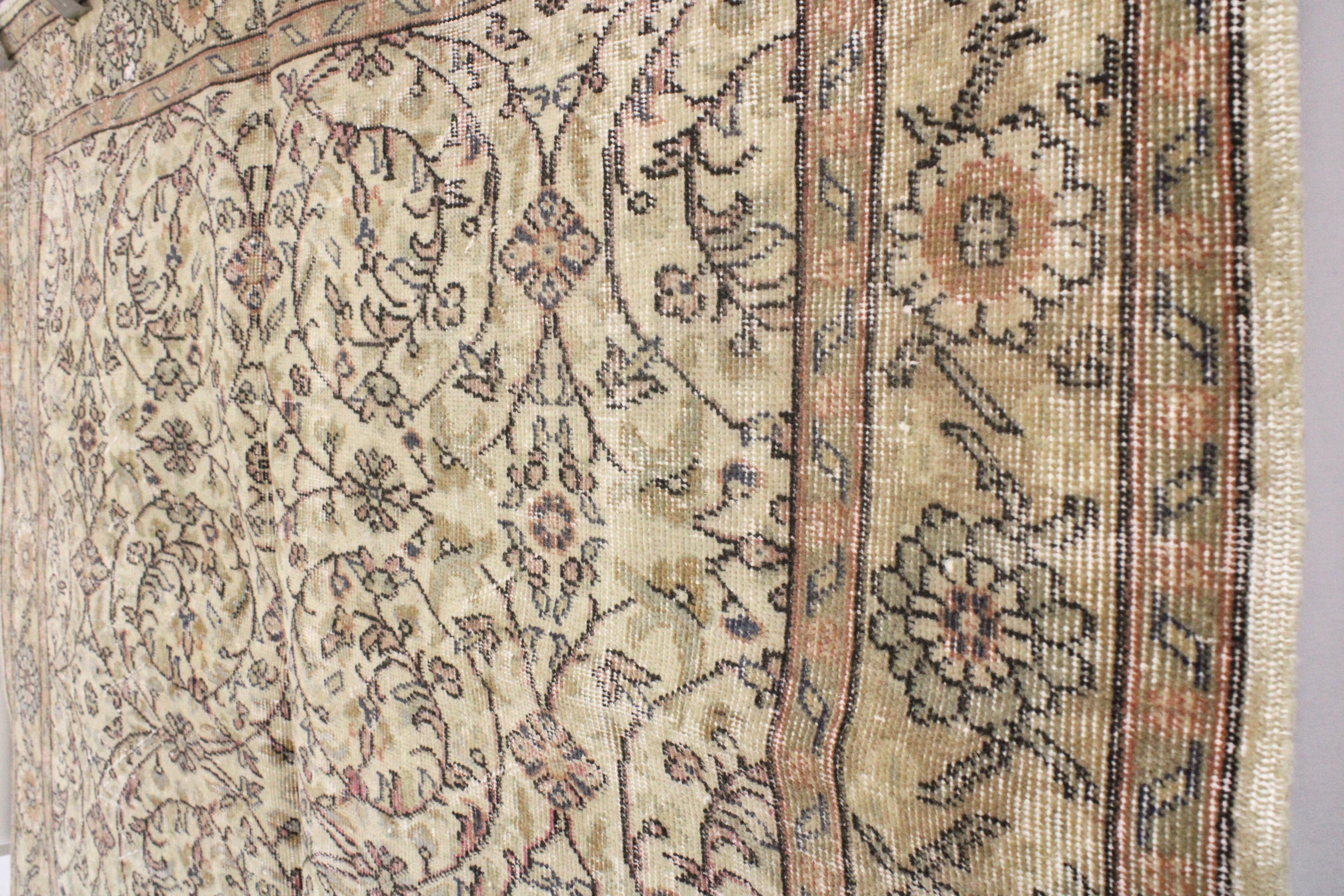 Turkish Vintage Hand-Knotted Wool Rug