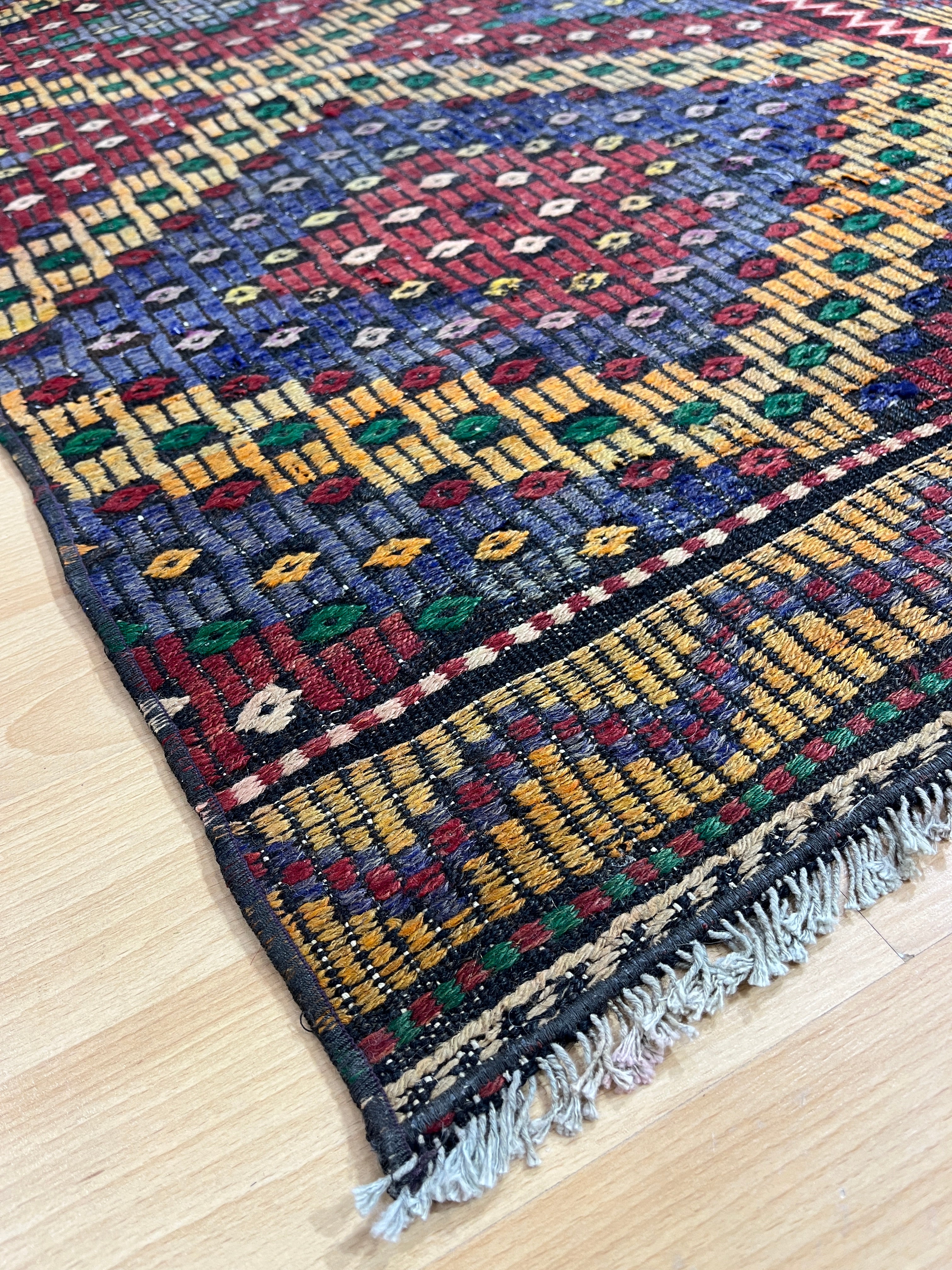 El Dokuma Anadolu Kök Boya Yün Kilim