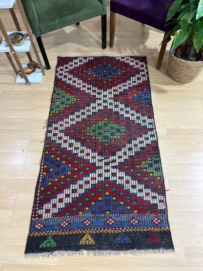 Handwoven Turkish Vintage Kilim (2'8" x 5'3")