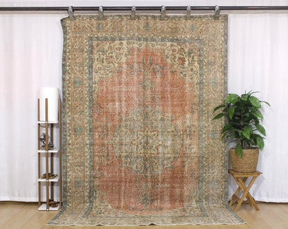 Hand-Knotted Vintage Turkish Rug (6'1" x 9'1")