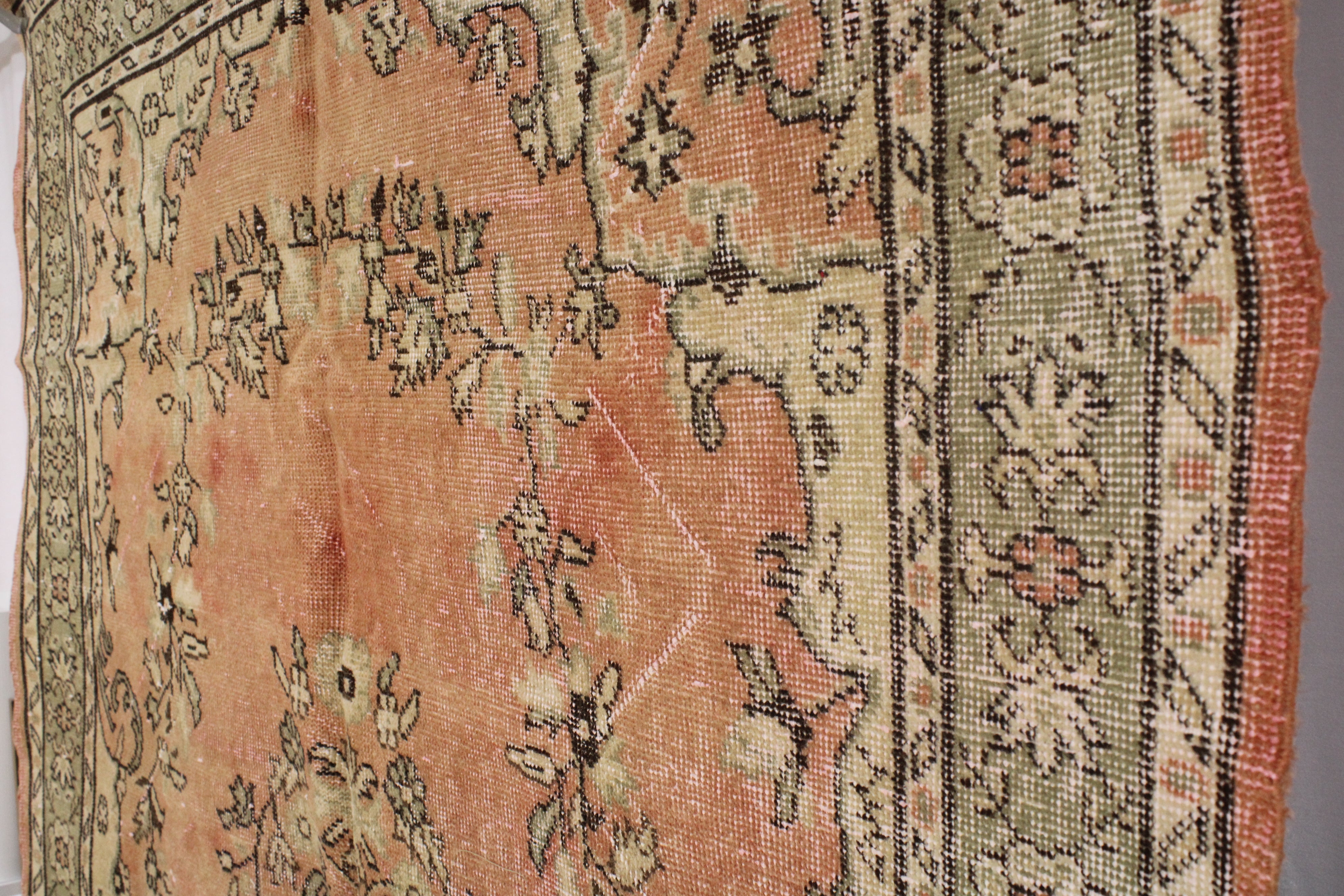 Turkish Vintage Hand-Knotted Wool Rug