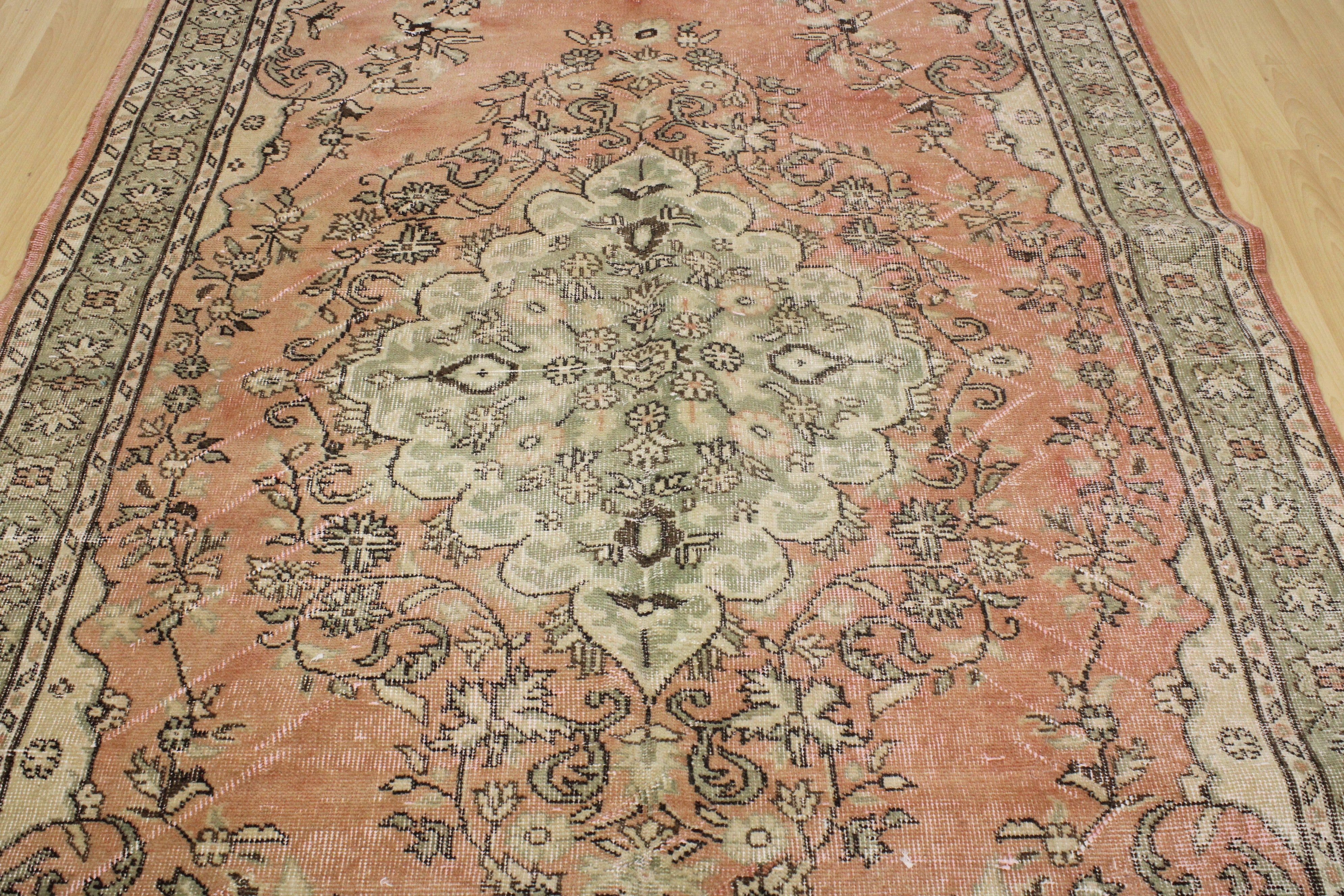 Turkish Vintage Hand-Knotted Wool Rug