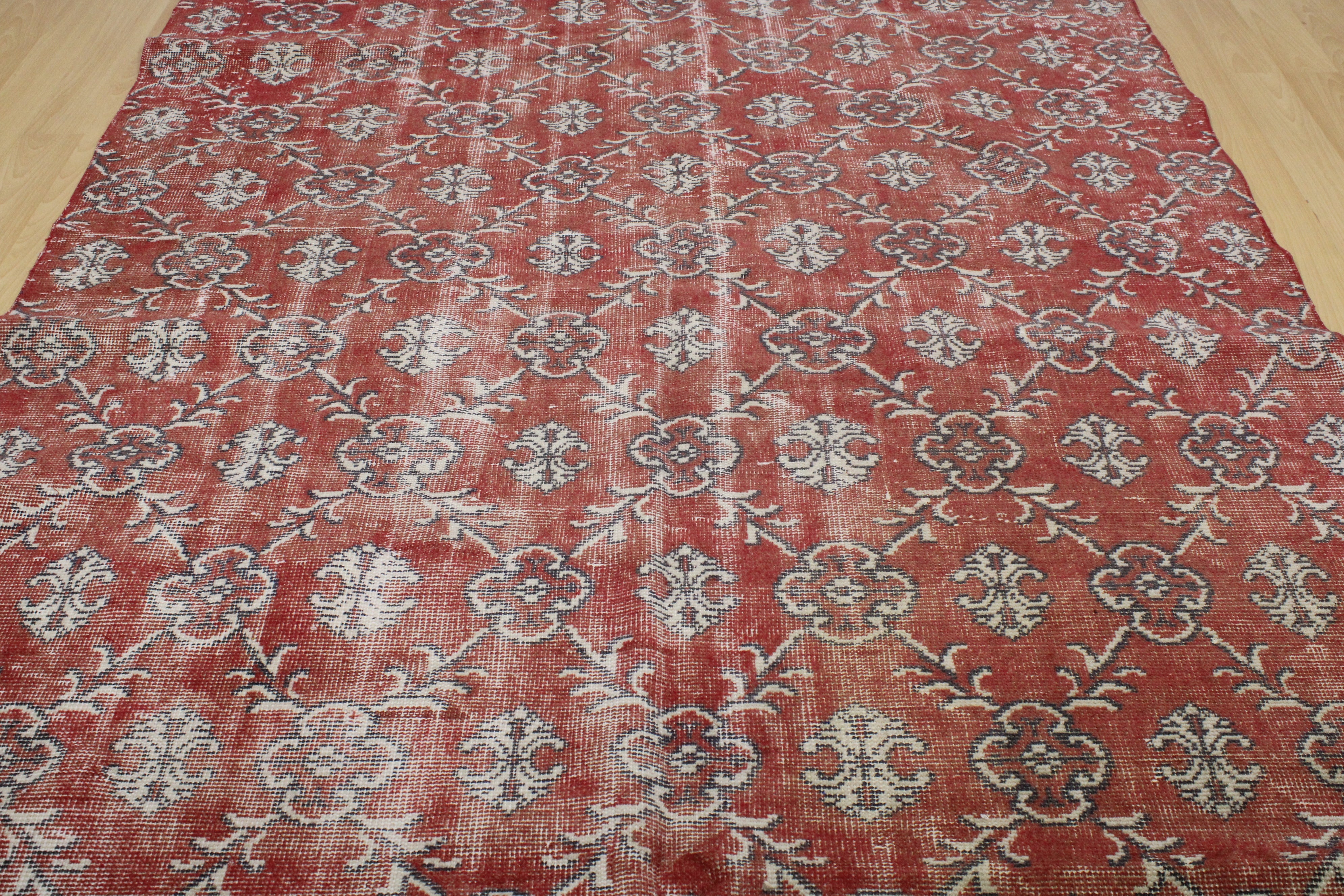 Turkish Vintage Hand-Knotted Wool Rug