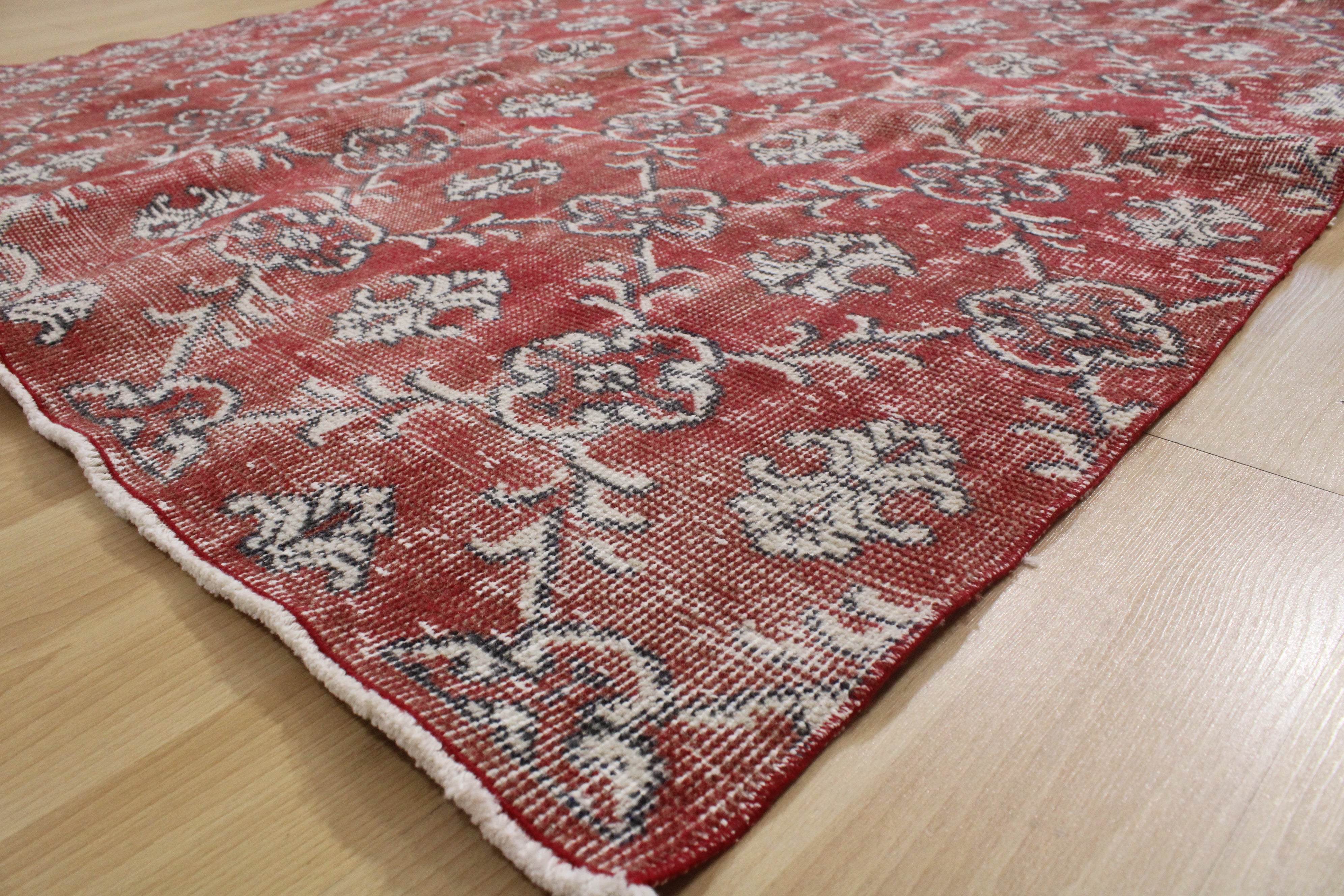Turkish Vintage Hand-Knotted Wool Rug