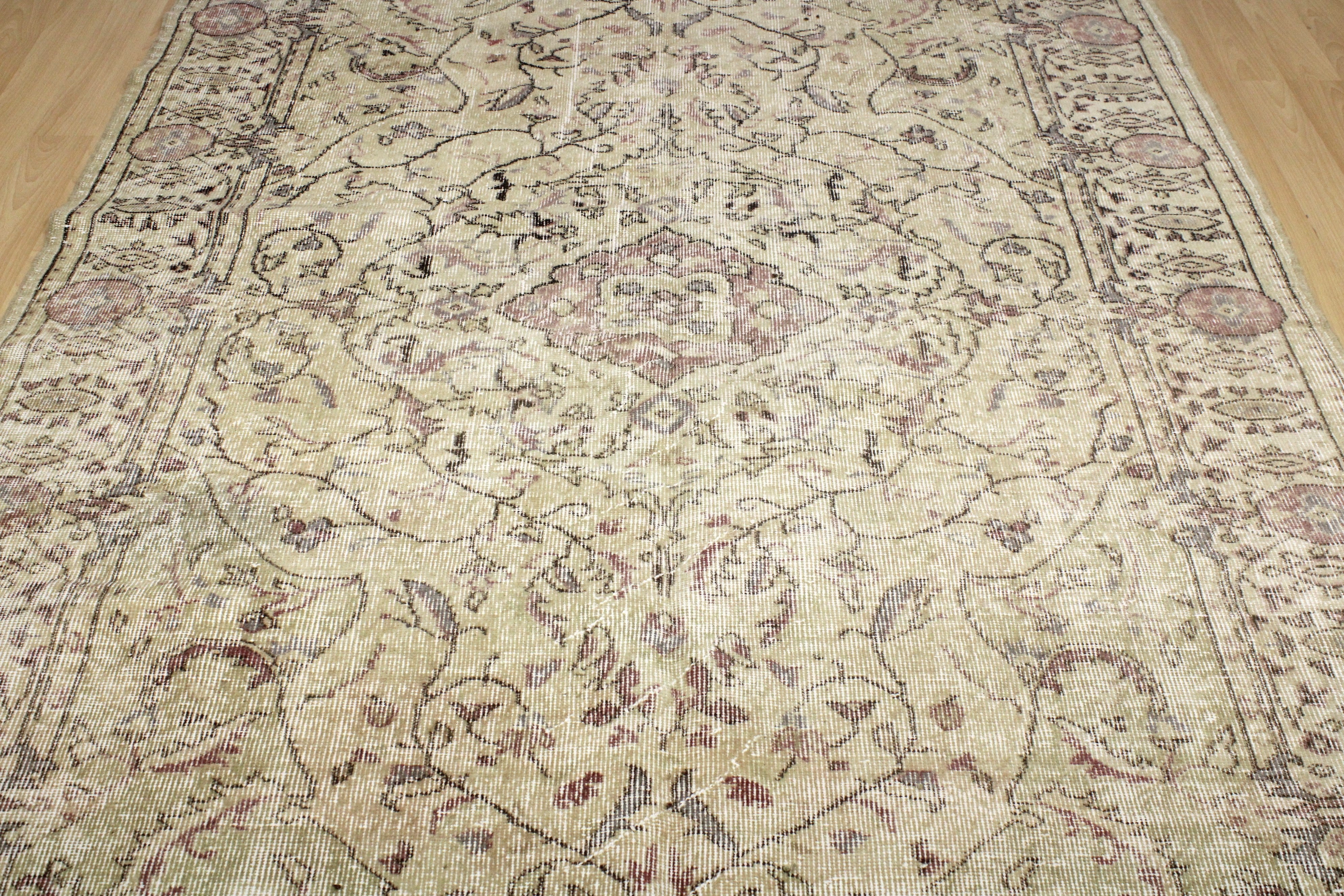 Turkish Vintage Hand-Knotted Wool Rug
