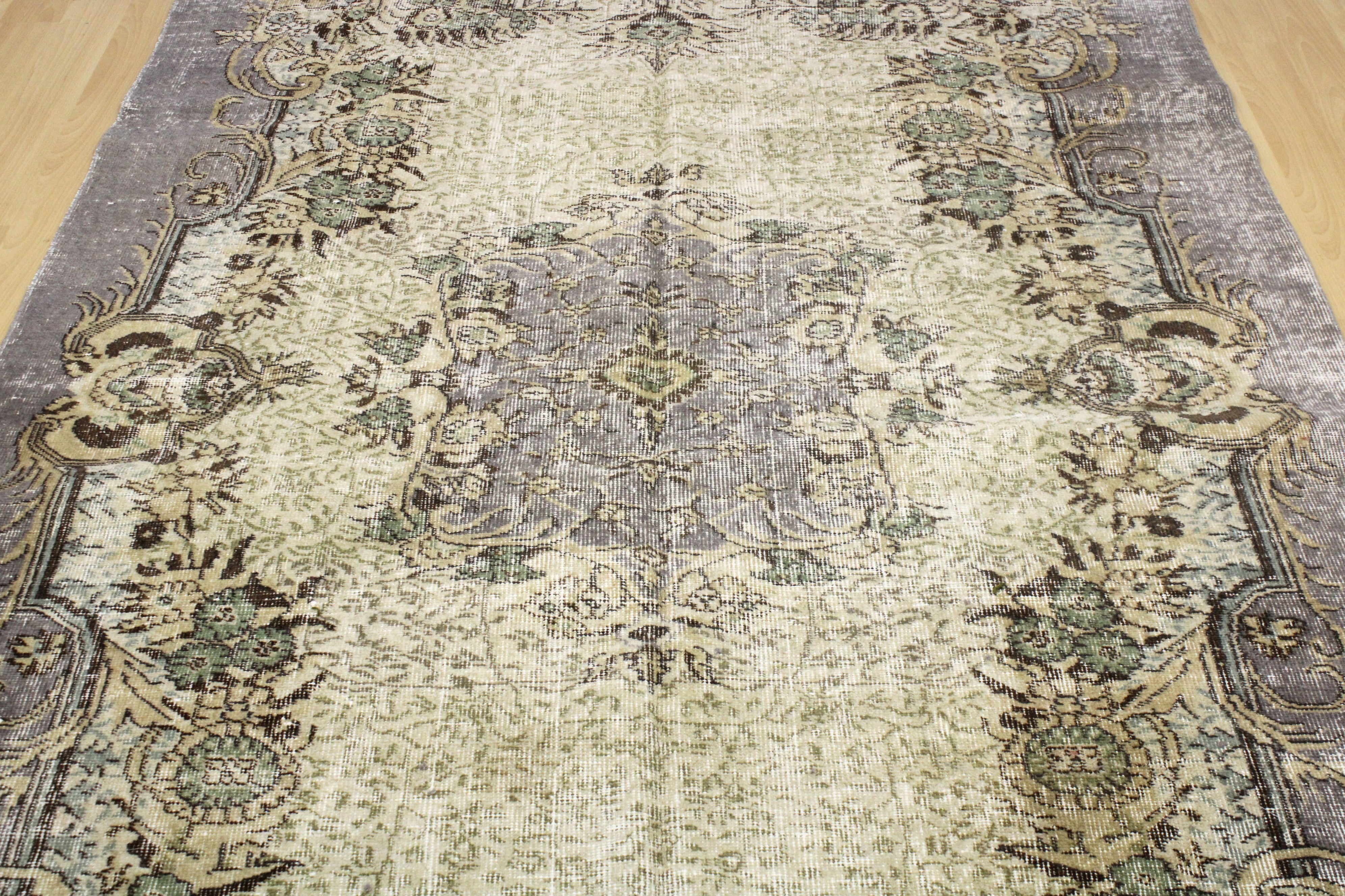 Turkish Vintage Hand-Knotted Wool Rug