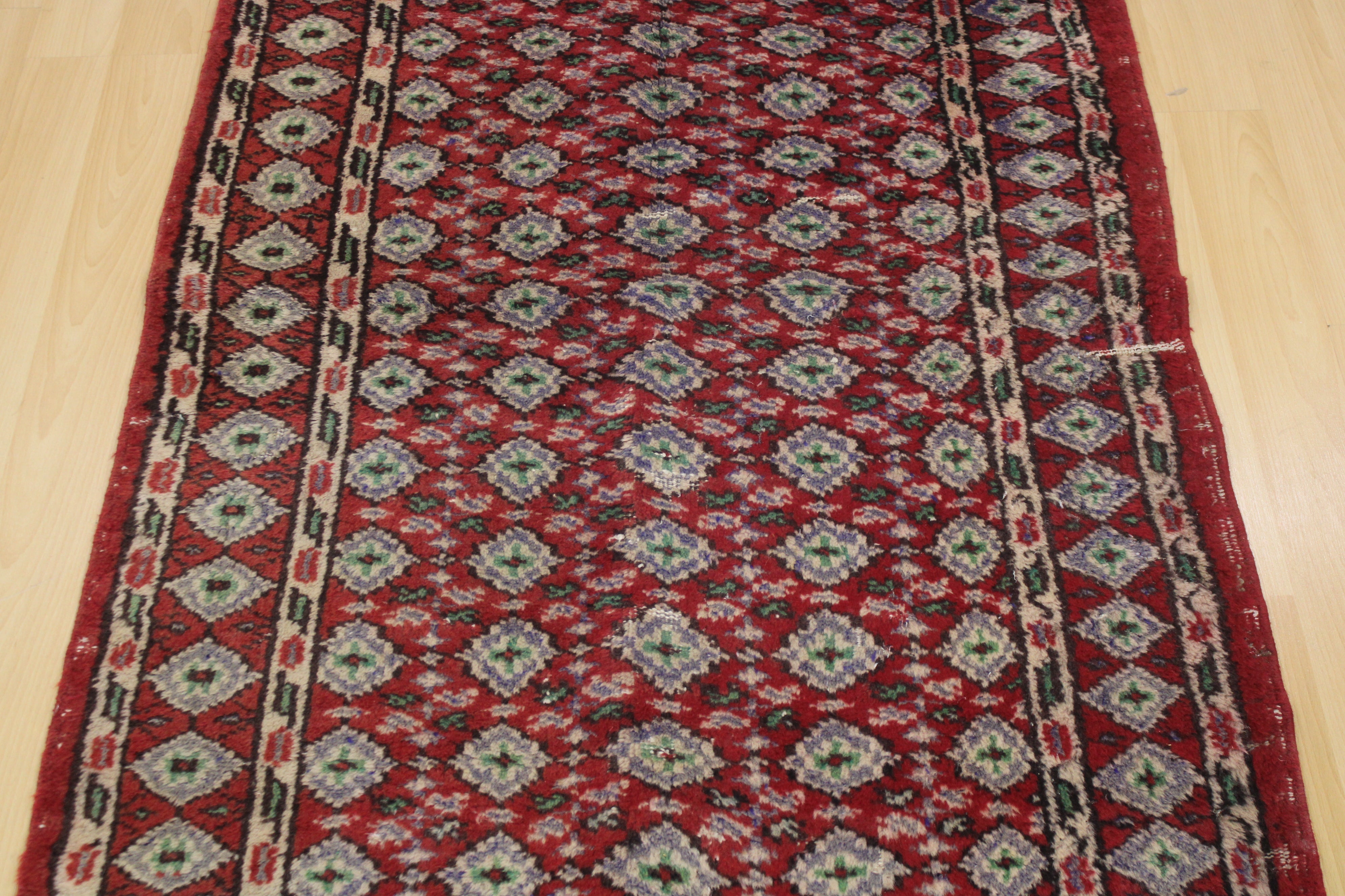 Turkish Vintage Hand-Knotted Wool Rug