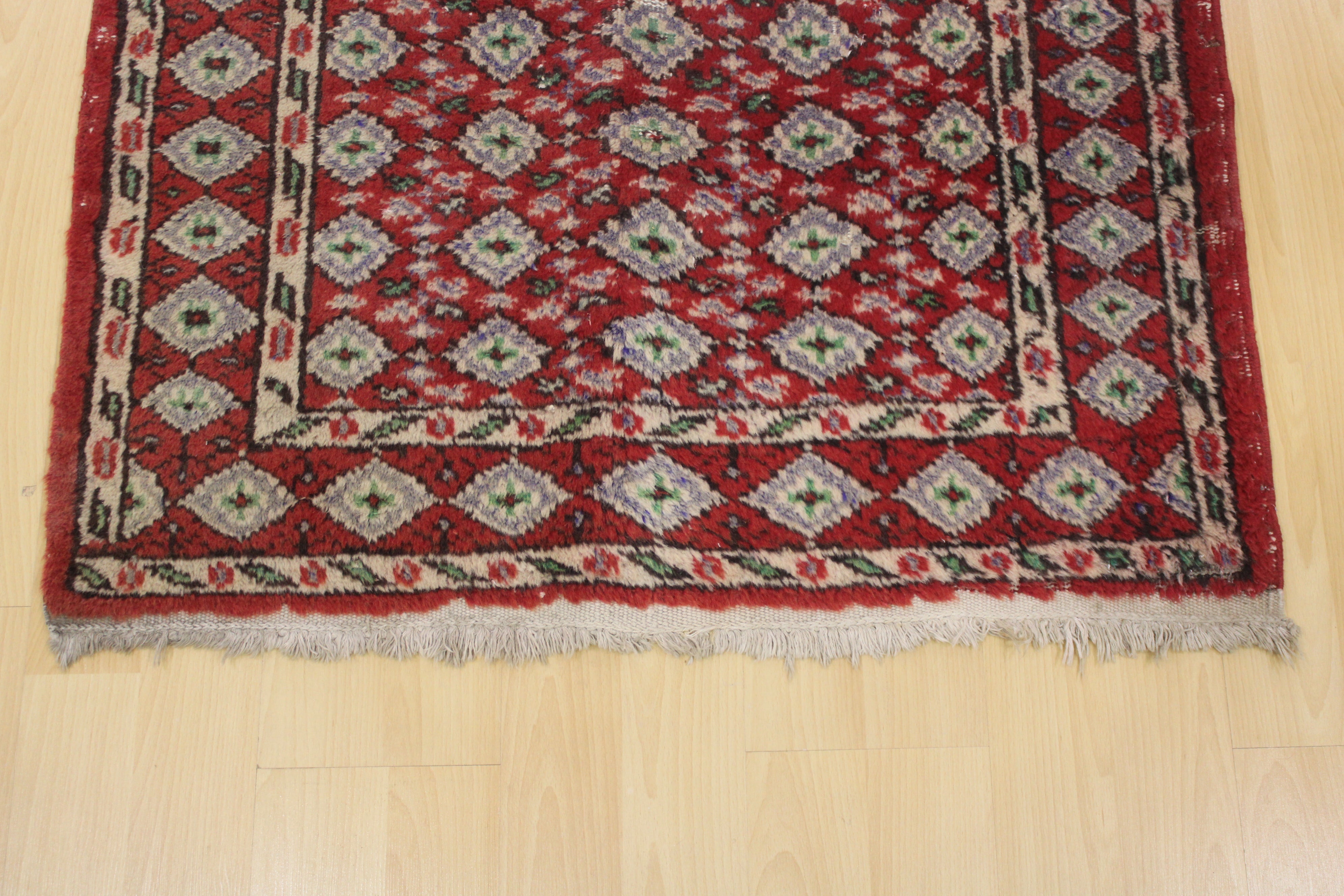 Turkish Vintage Hand-Knotted Wool Rug
