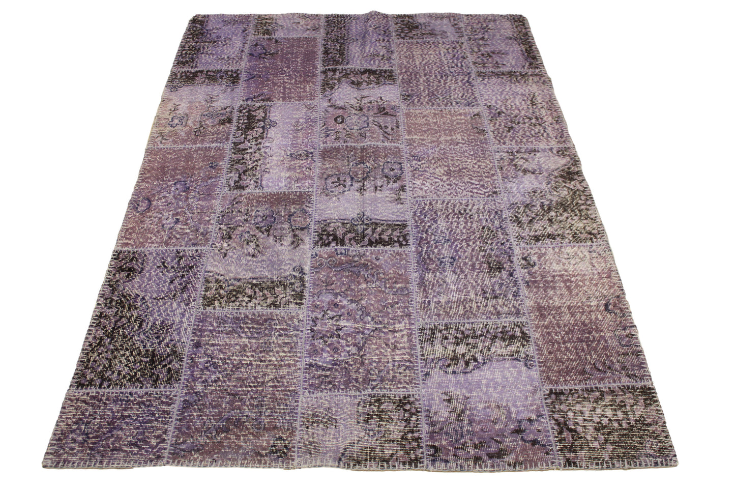 Hand-Knotted Patchwork Turkish Rug (5'4" x 7'9")