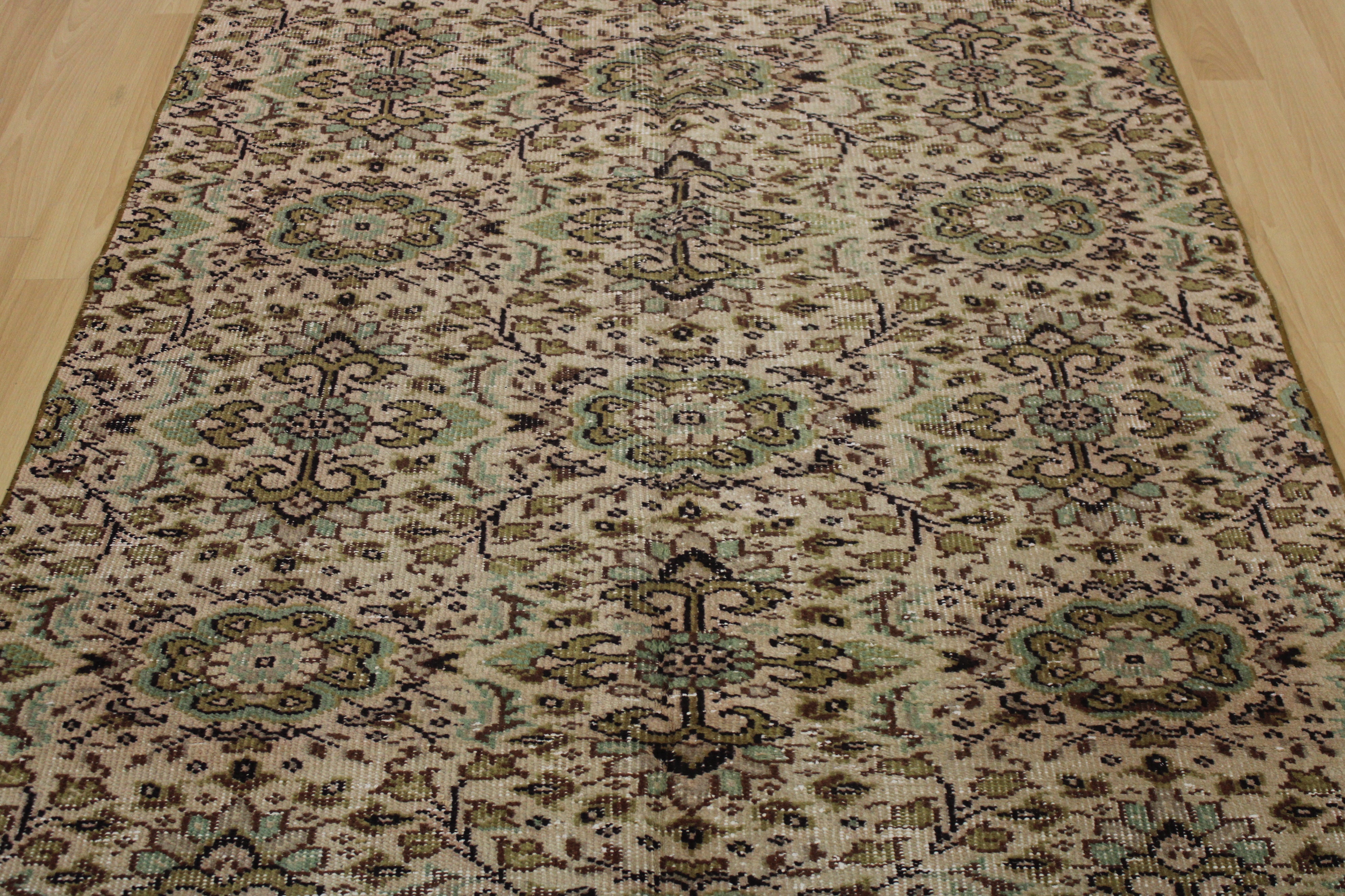 Turkish Vintage Hand-Knotted Wool Rug