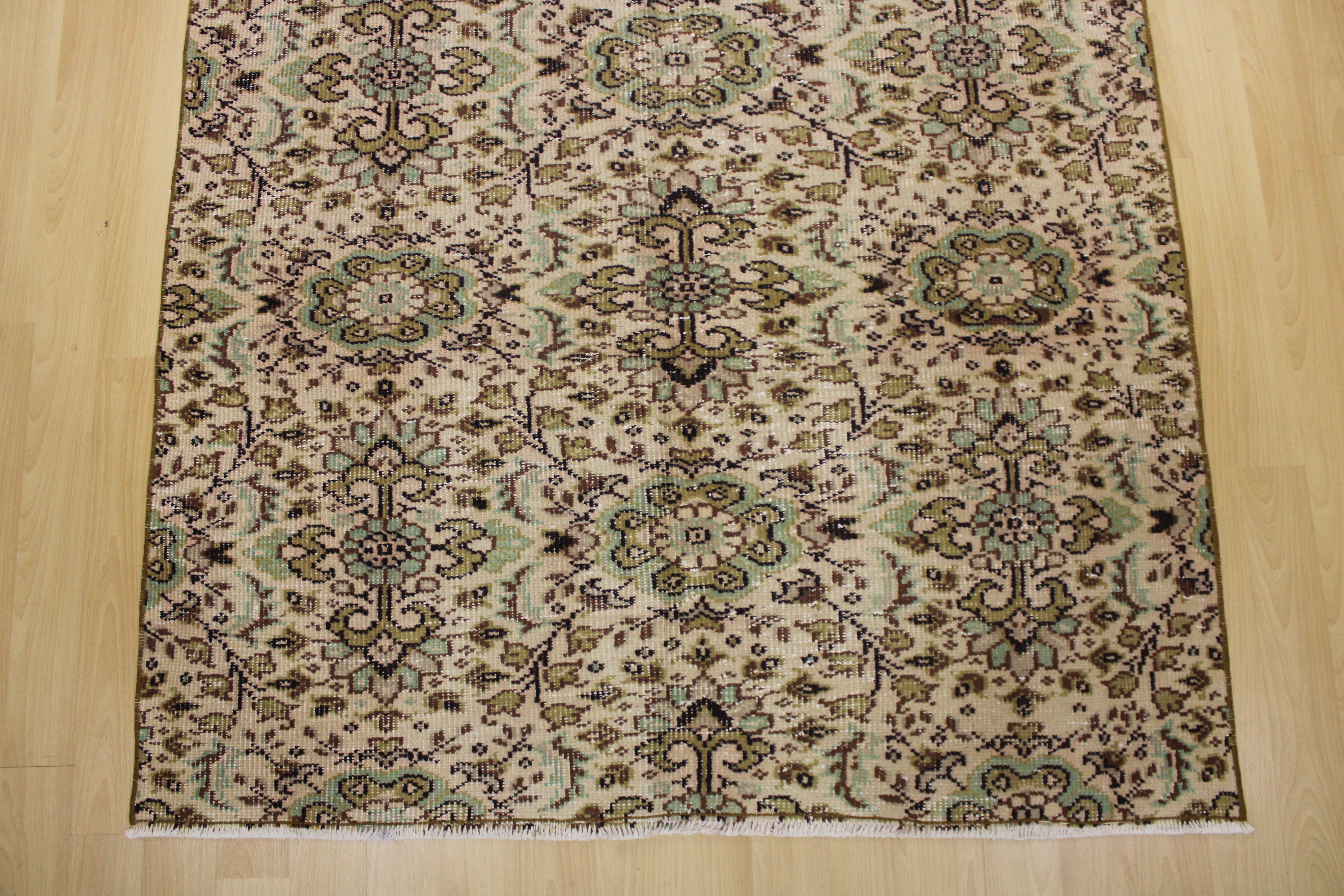 Turkish Vintage Hand-Knotted Wool Rug