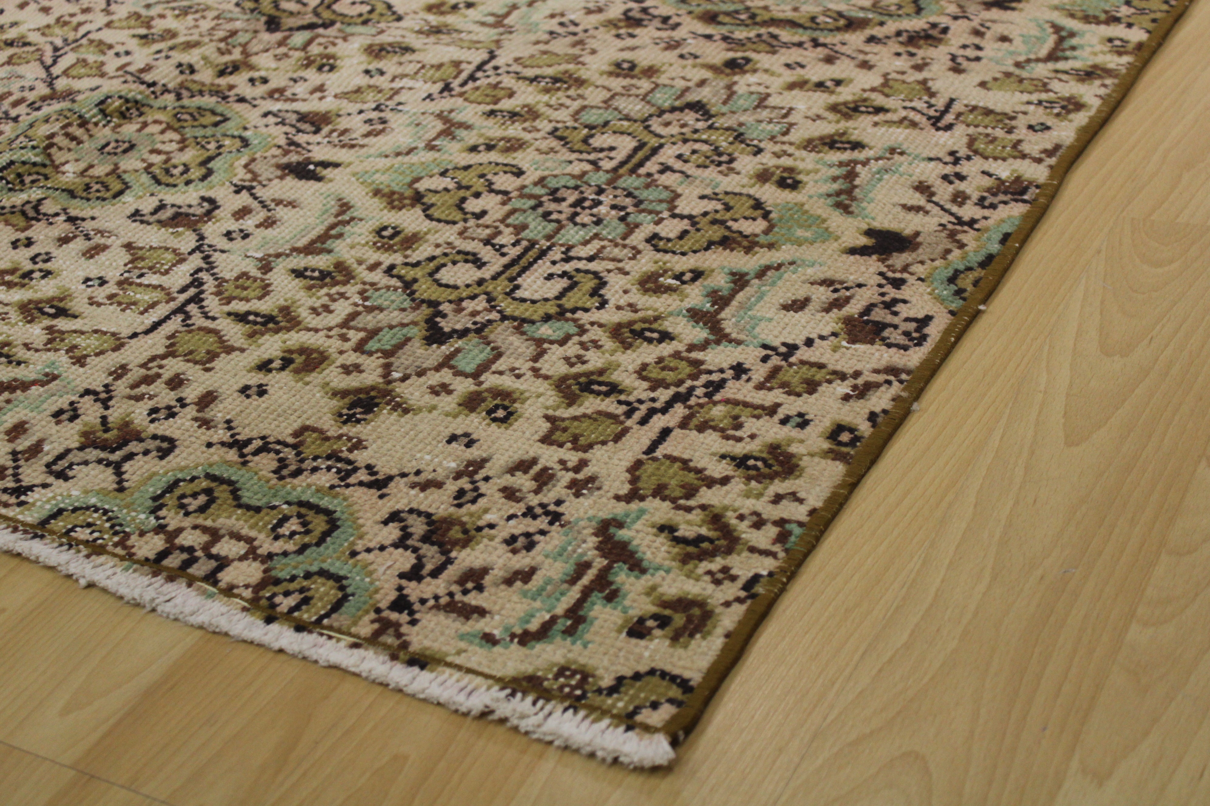 Turkish Vintage Hand-Knotted Wool Rug