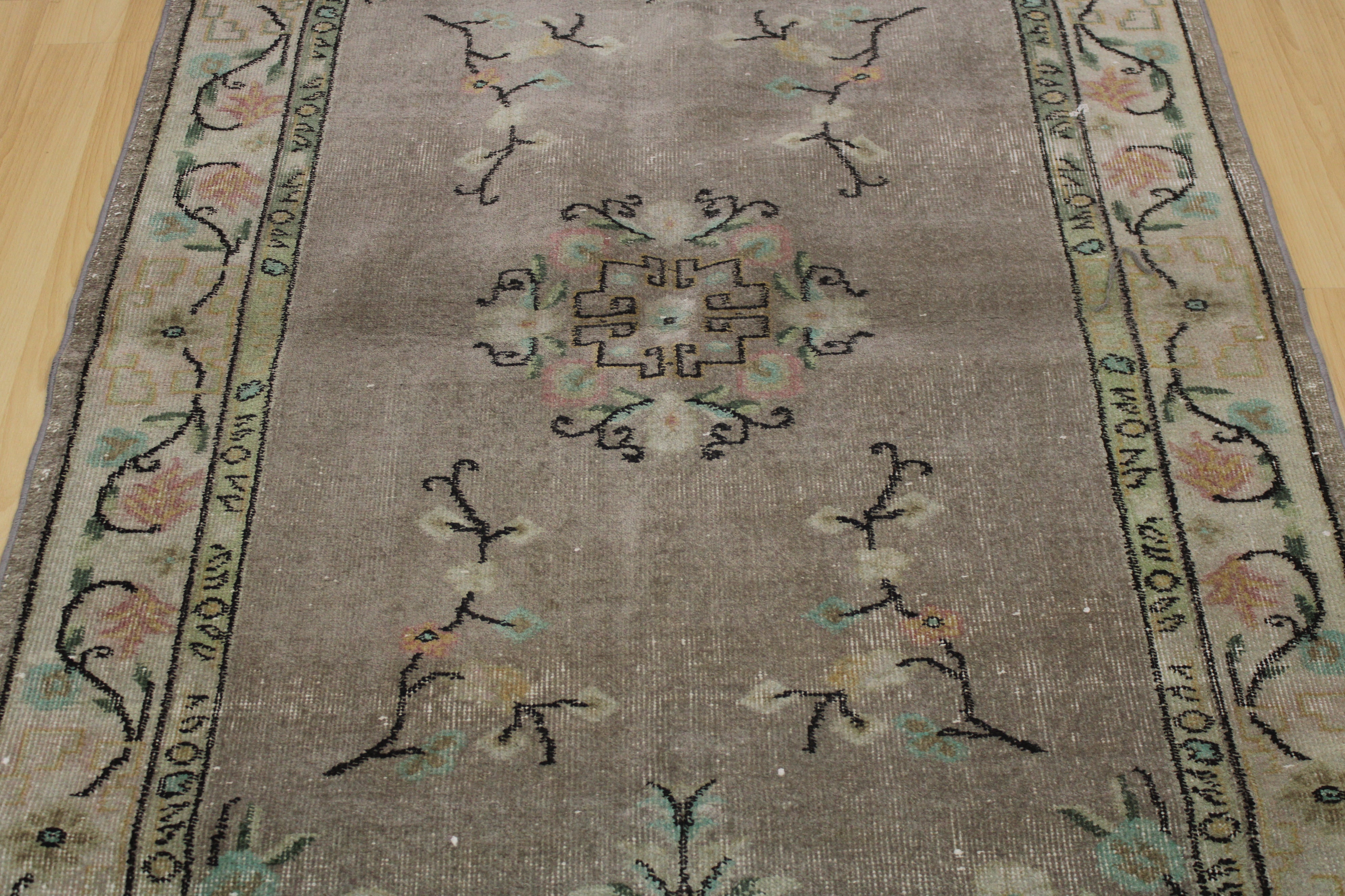 Turkish Vintage Hand-Knotted Wool Rug