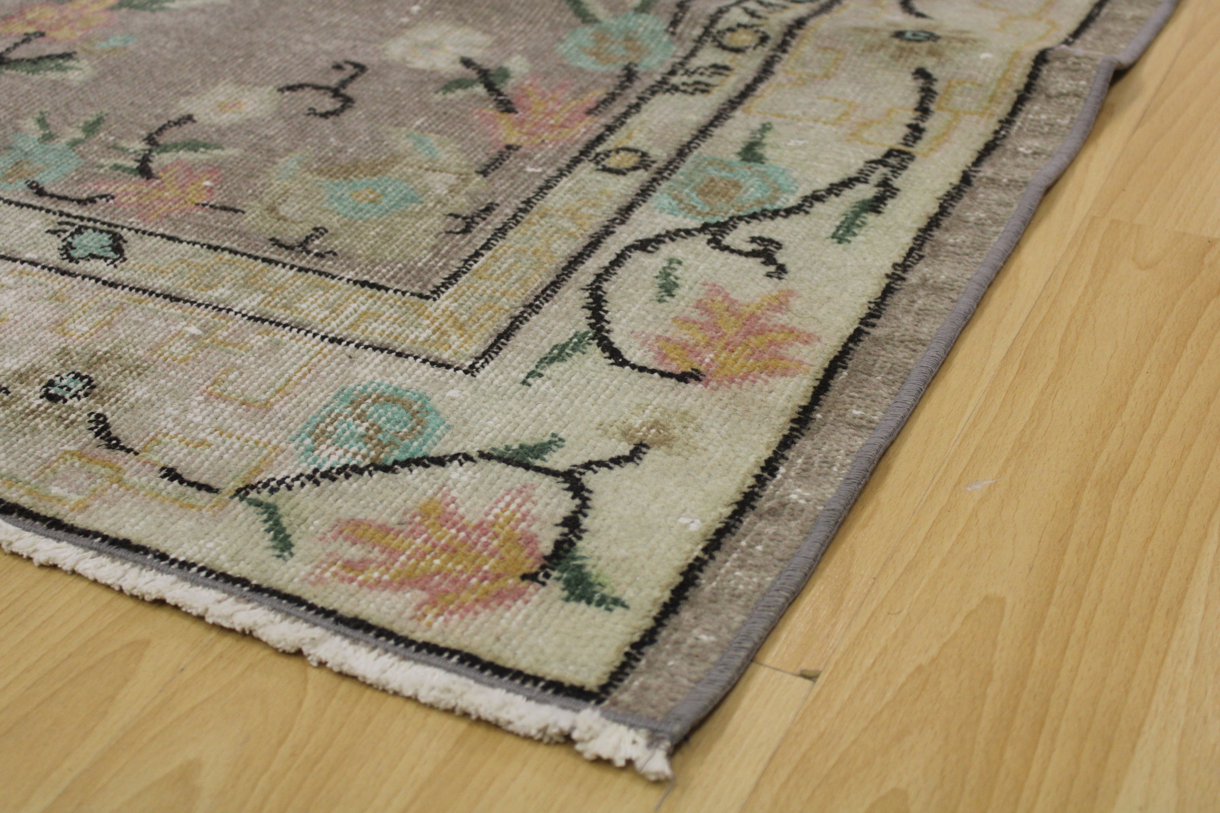 Turkish Vintage Hand-Knotted Wool Rug