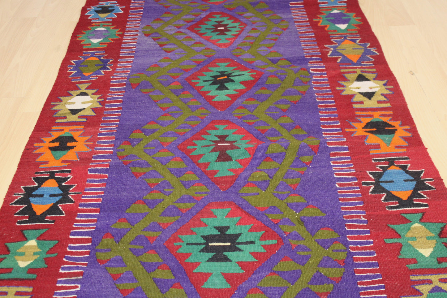 Handwoven Turkish Vintage Kilim (3'4" x 17'5")