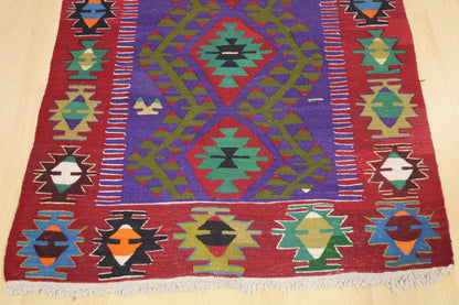 Handwoven Turkish Vintage Kilim (3'4" x 17'5")