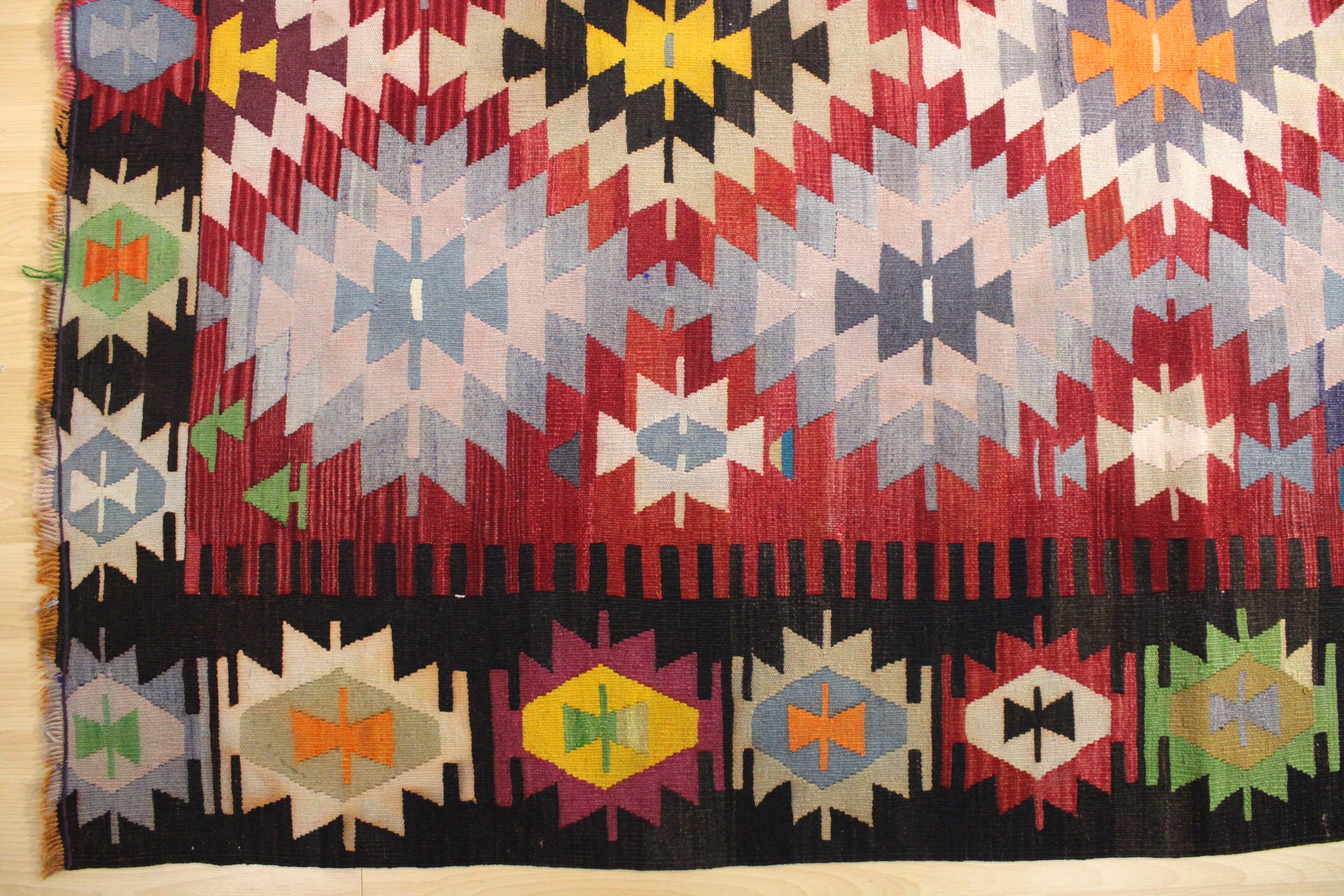 El Dokuma Anadolu Kök Boya Yün Kilim