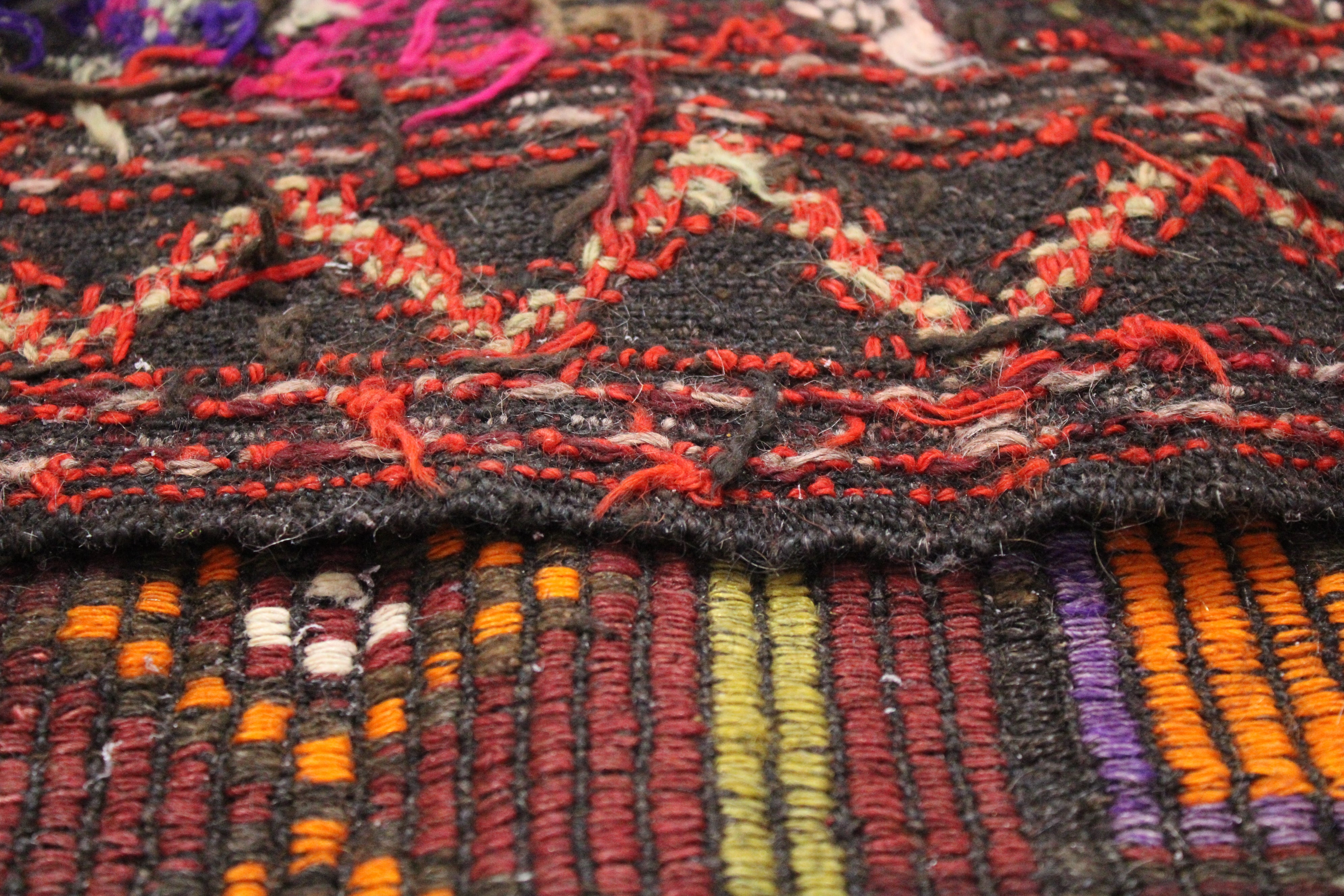 El Dokuma Anadolu Kök Boya Yün Kilim