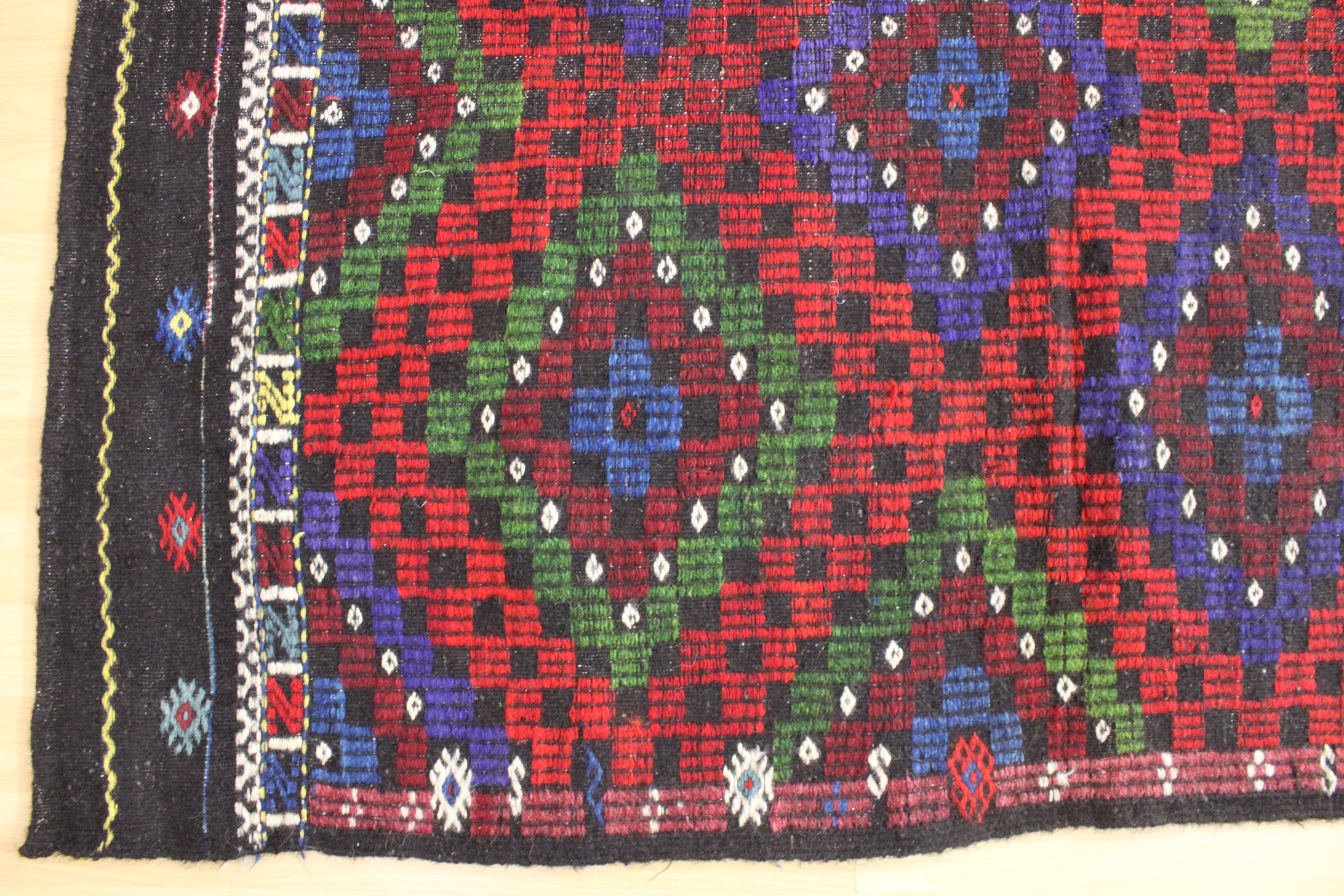 El Dokuma Anadolu Kök Boya Yün Kilim