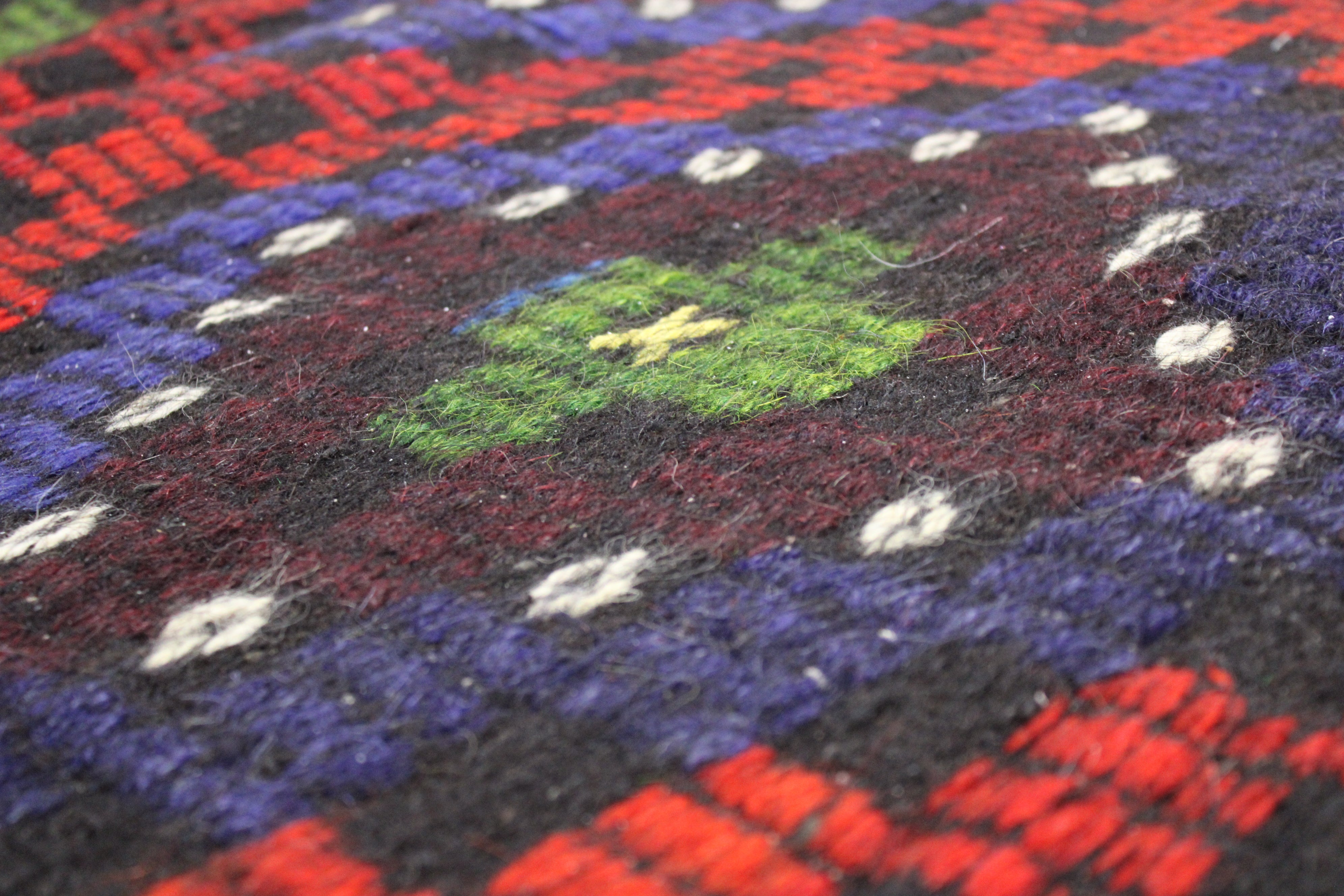 El Dokuma Anadolu Kök Boya Yün Kilim