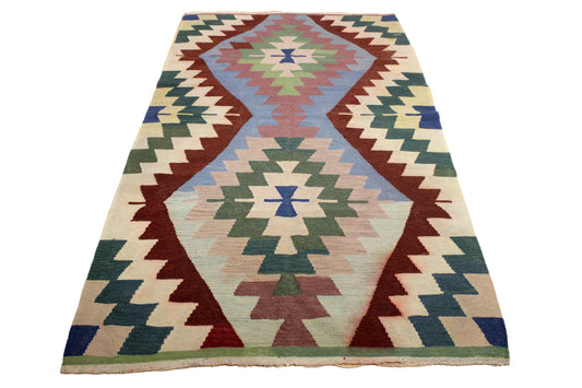 Handwoven Turkish Vintage Kilim (4'2" x 7'9")