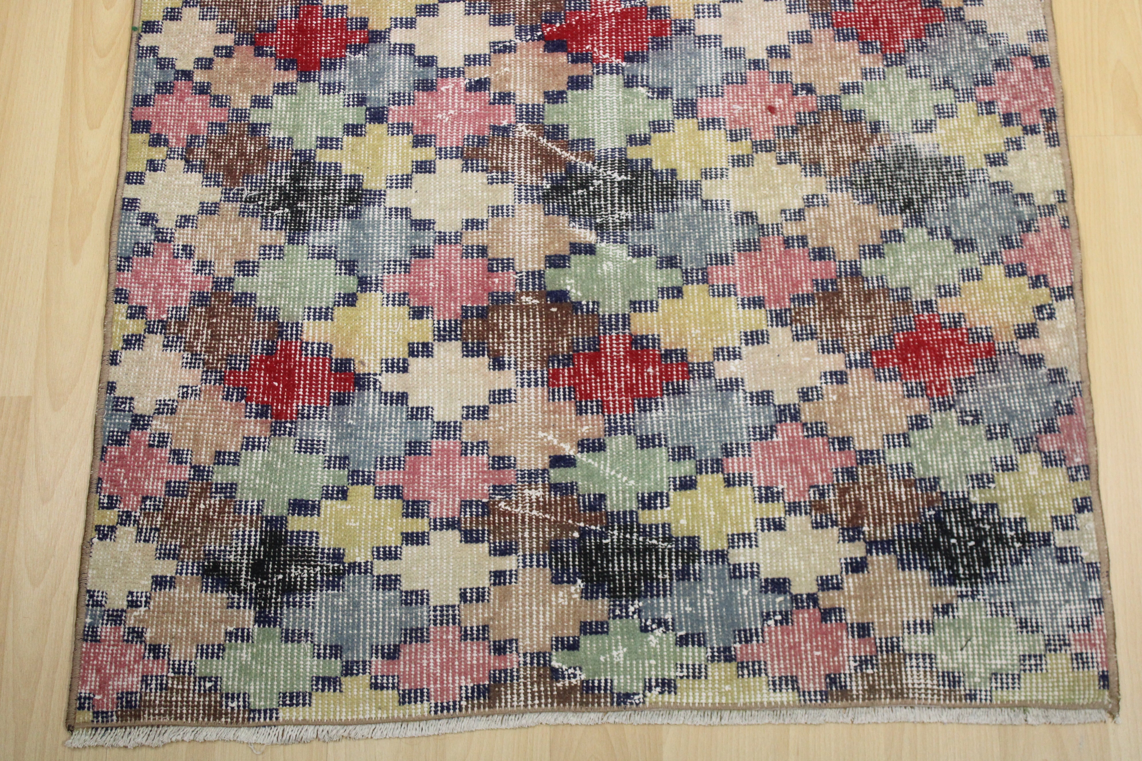 Turkish Vintage Hand-Knotted Wool Rug