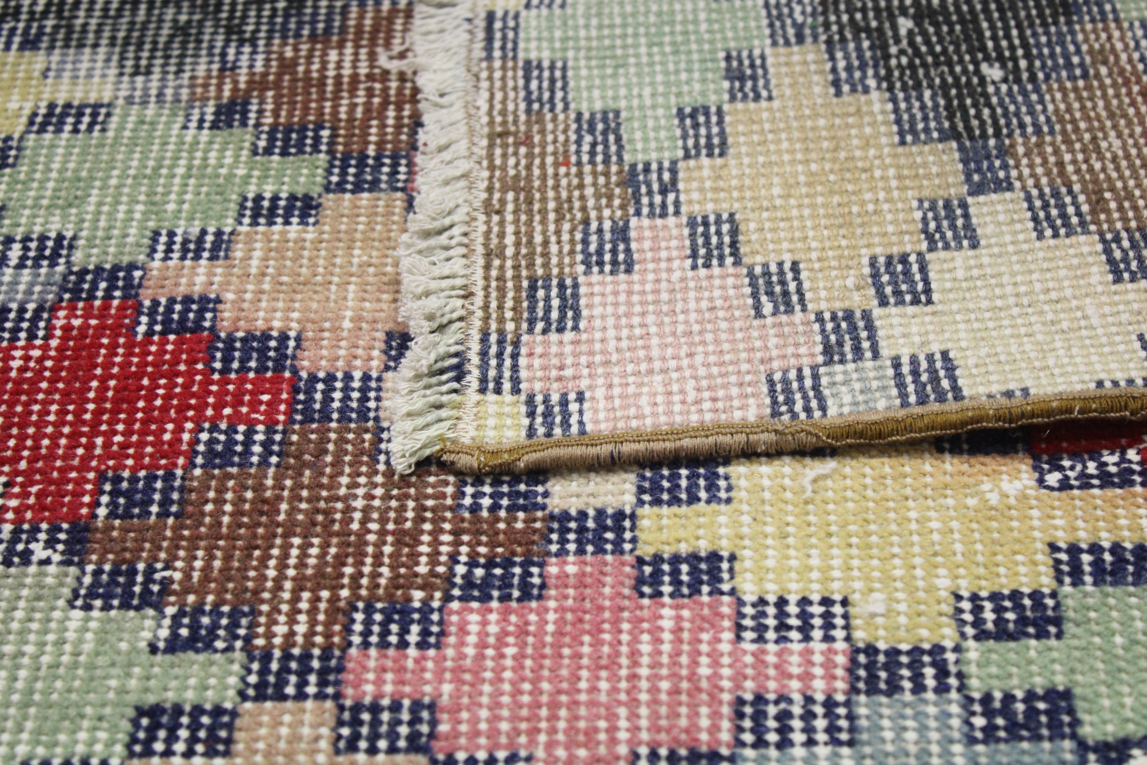 Turkish Vintage Hand-Knotted Wool Rug