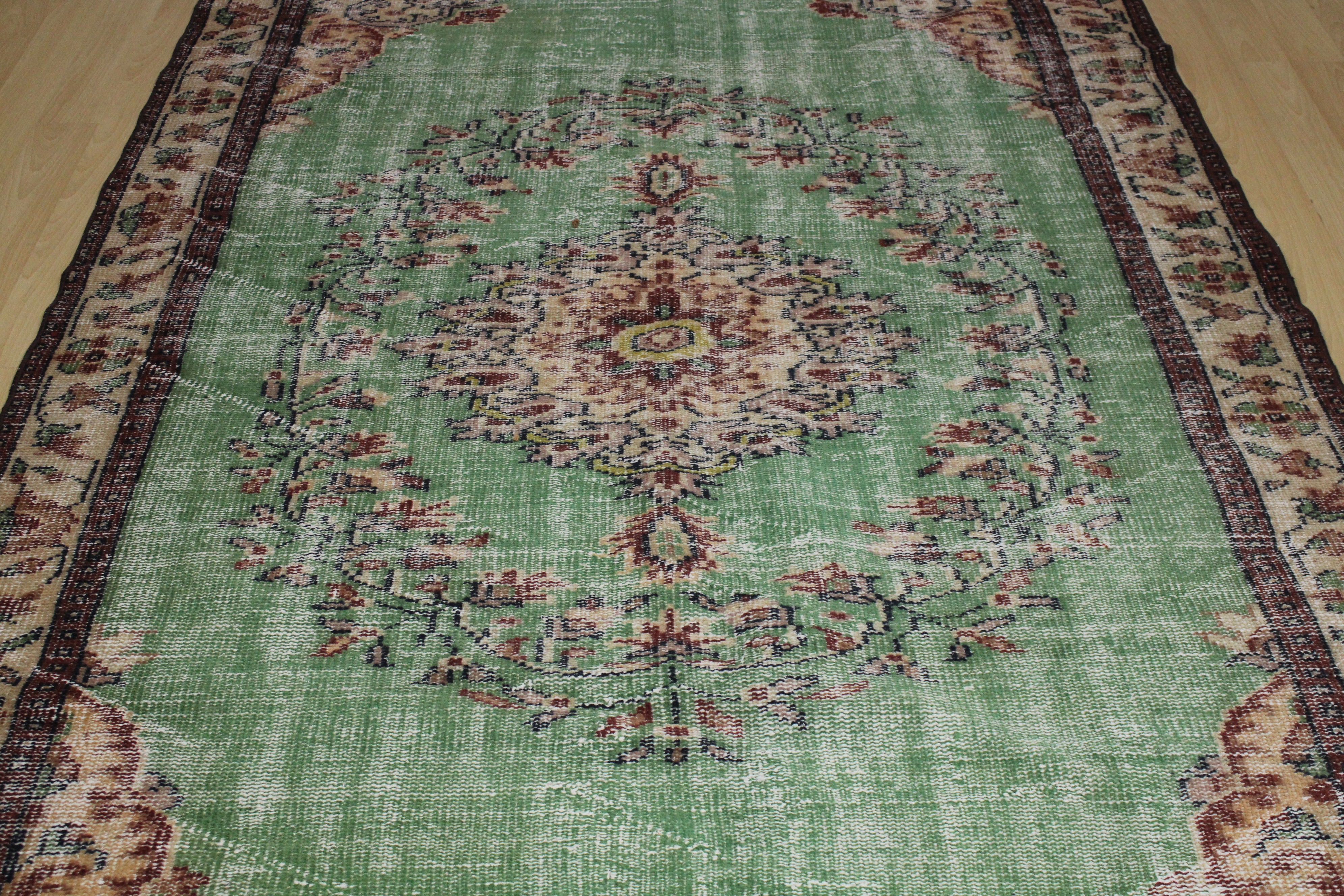 Turkish Vintage Hand-Knotted Wool Rug