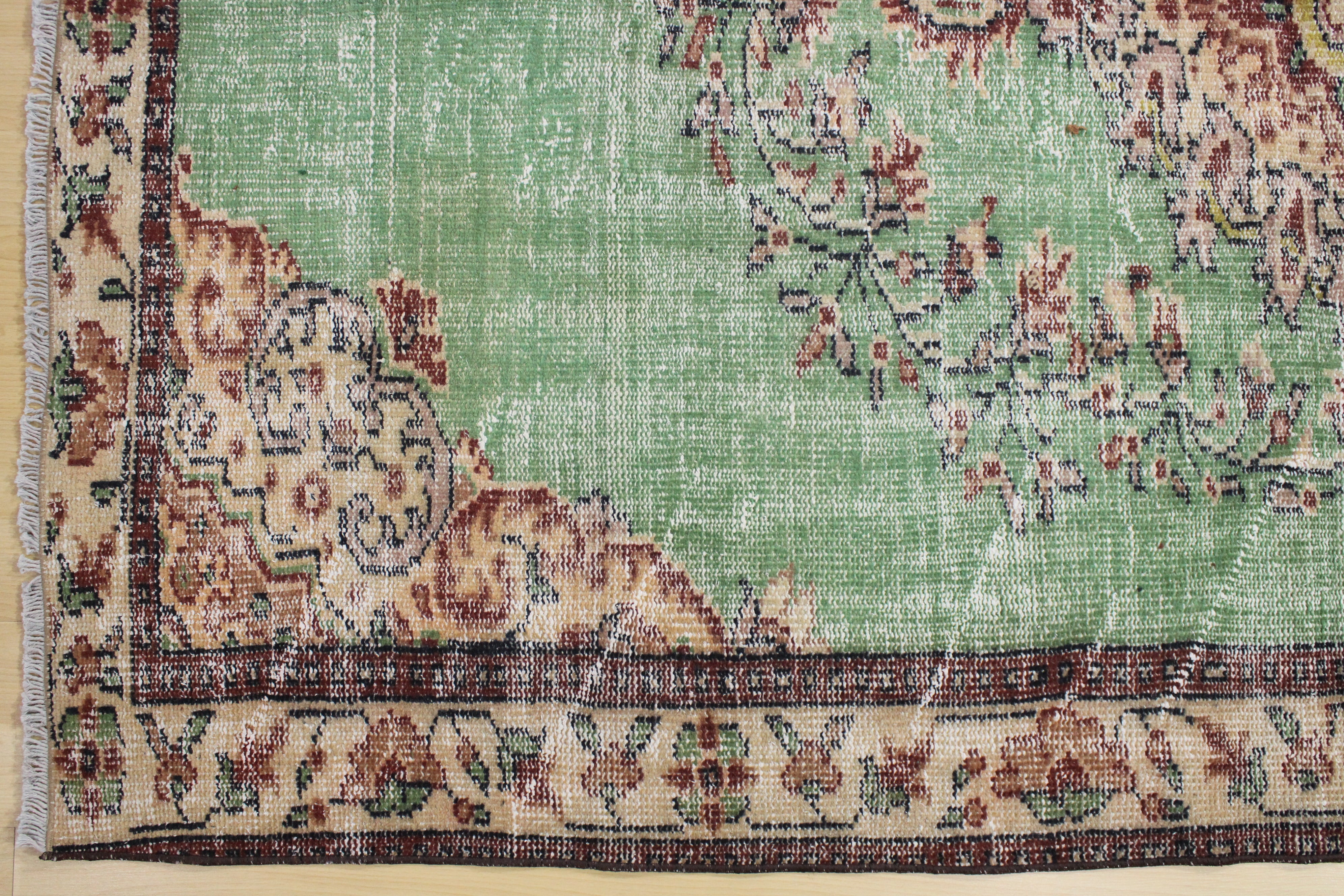 Turkish Vintage Hand-Knotted Wool Rug